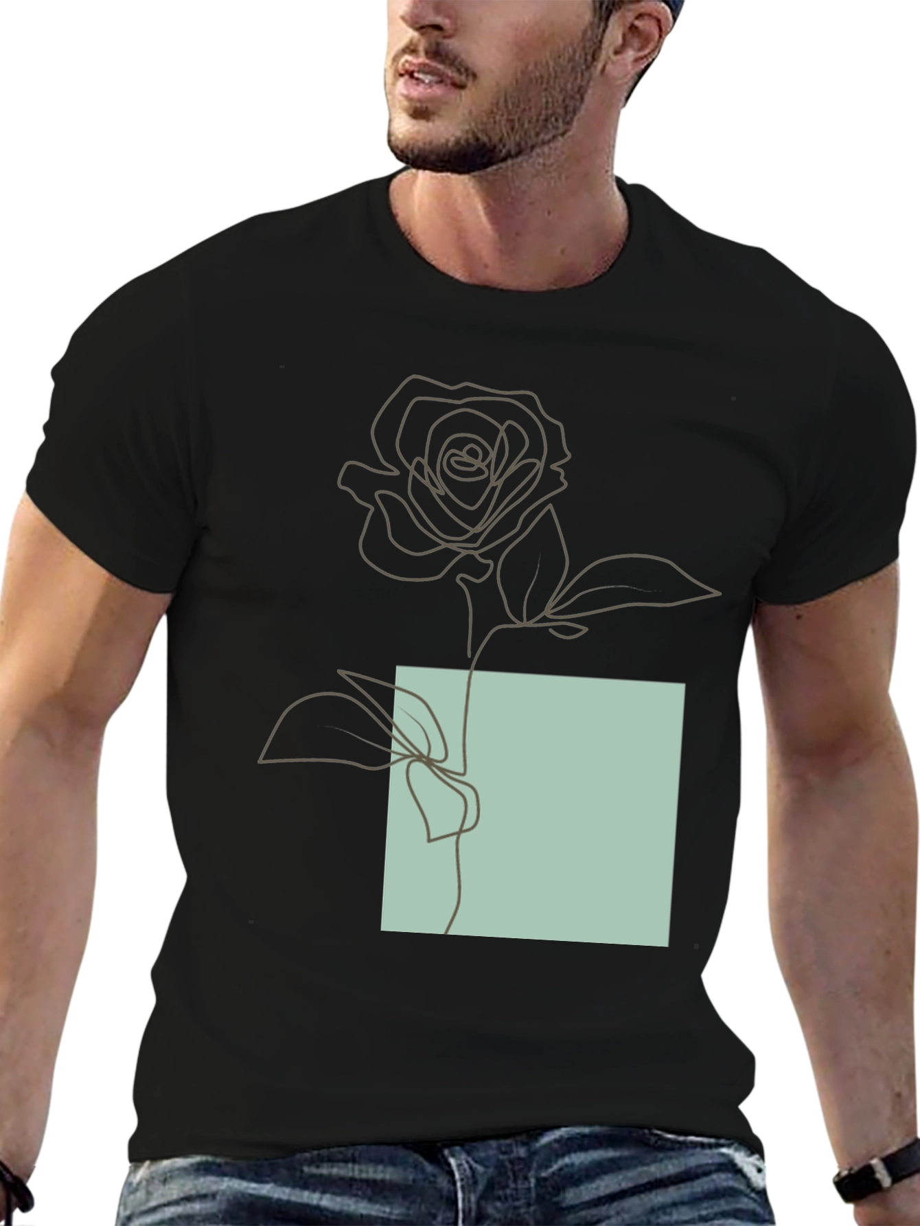Minimalist Rose Line Art Graphic Tee