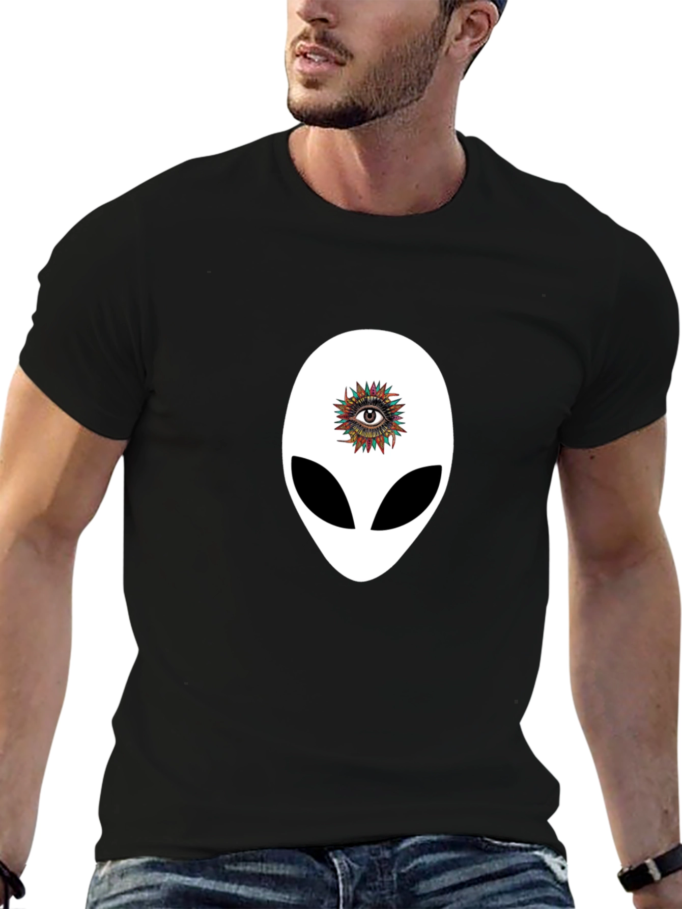 Alien Eye Graphic T-Shirt - Unique Black Tee