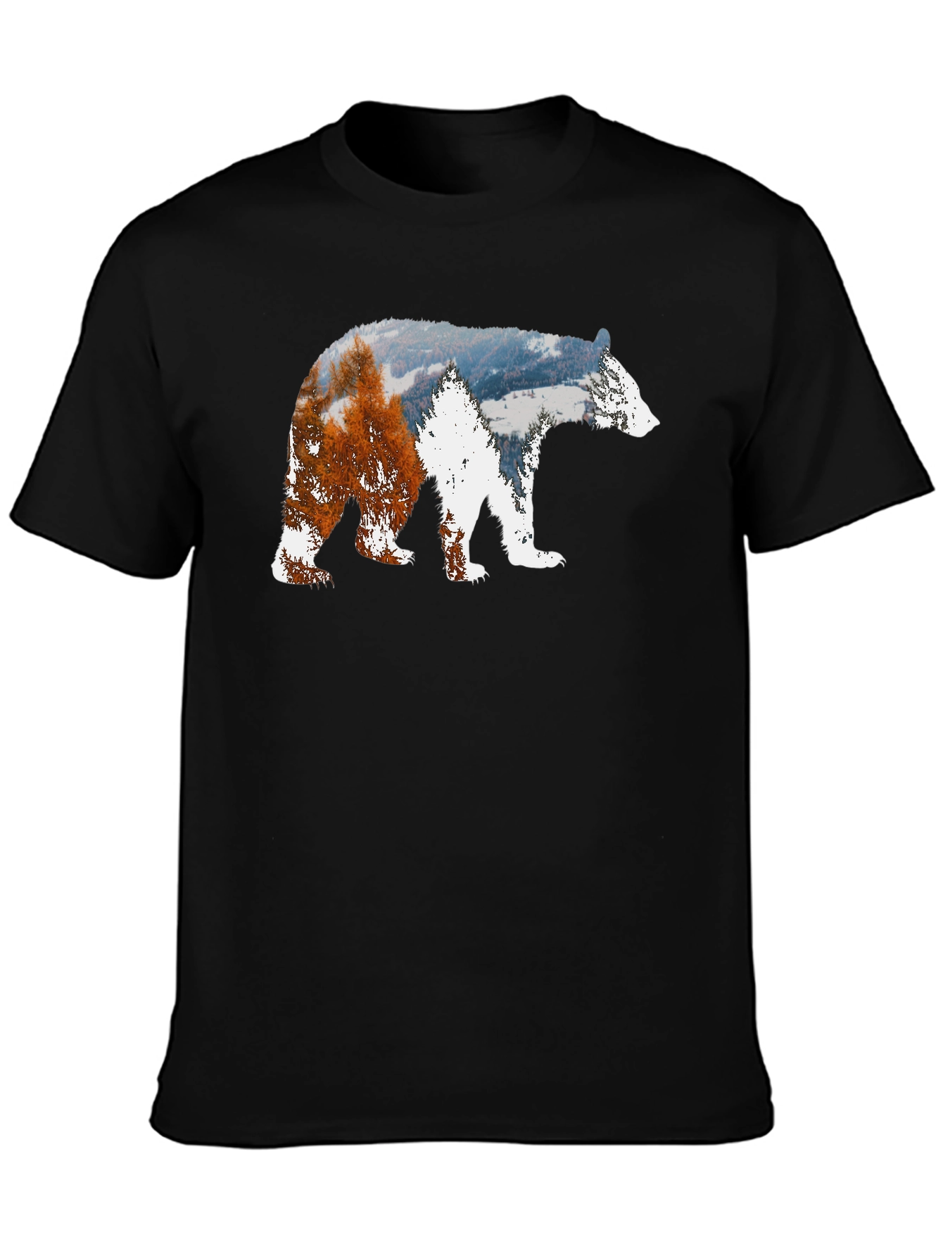 Bear Silhouette Nature Scene Graphic Tee