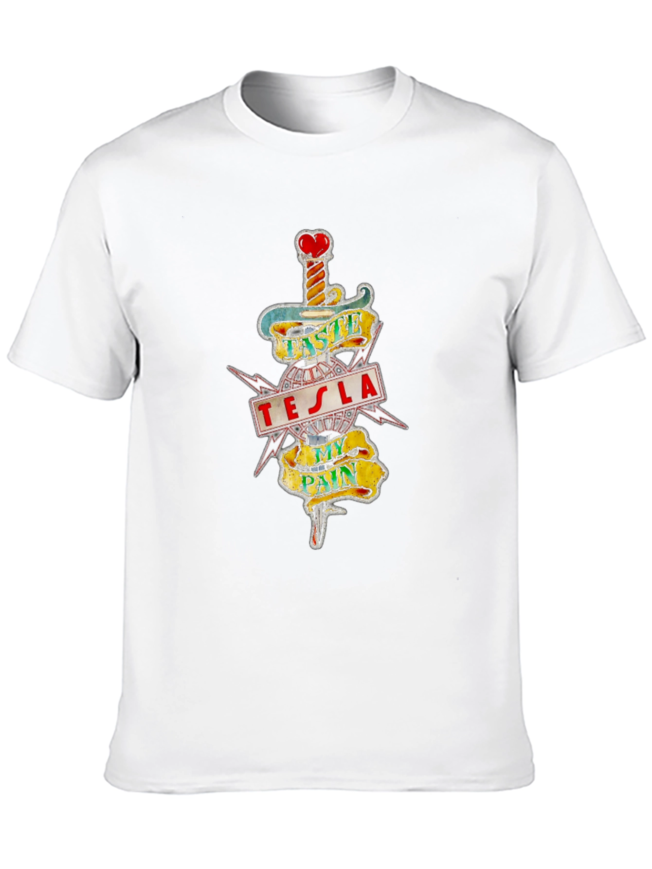 Tesla Taste My Pain Graphic Print Black T-Shirt