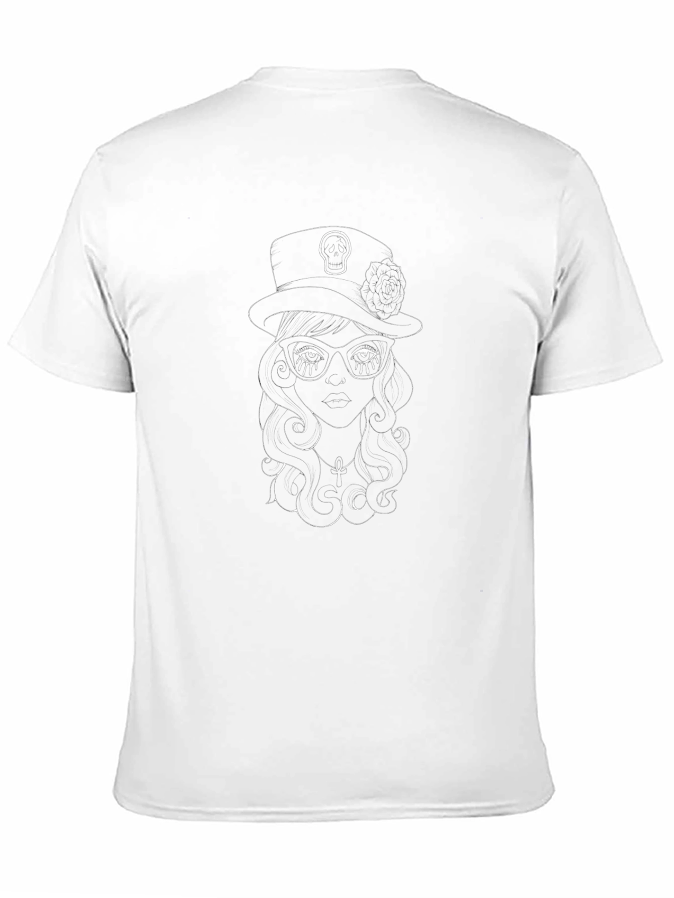Skull Hat Girl Graphic Tee - Black T-Shirt