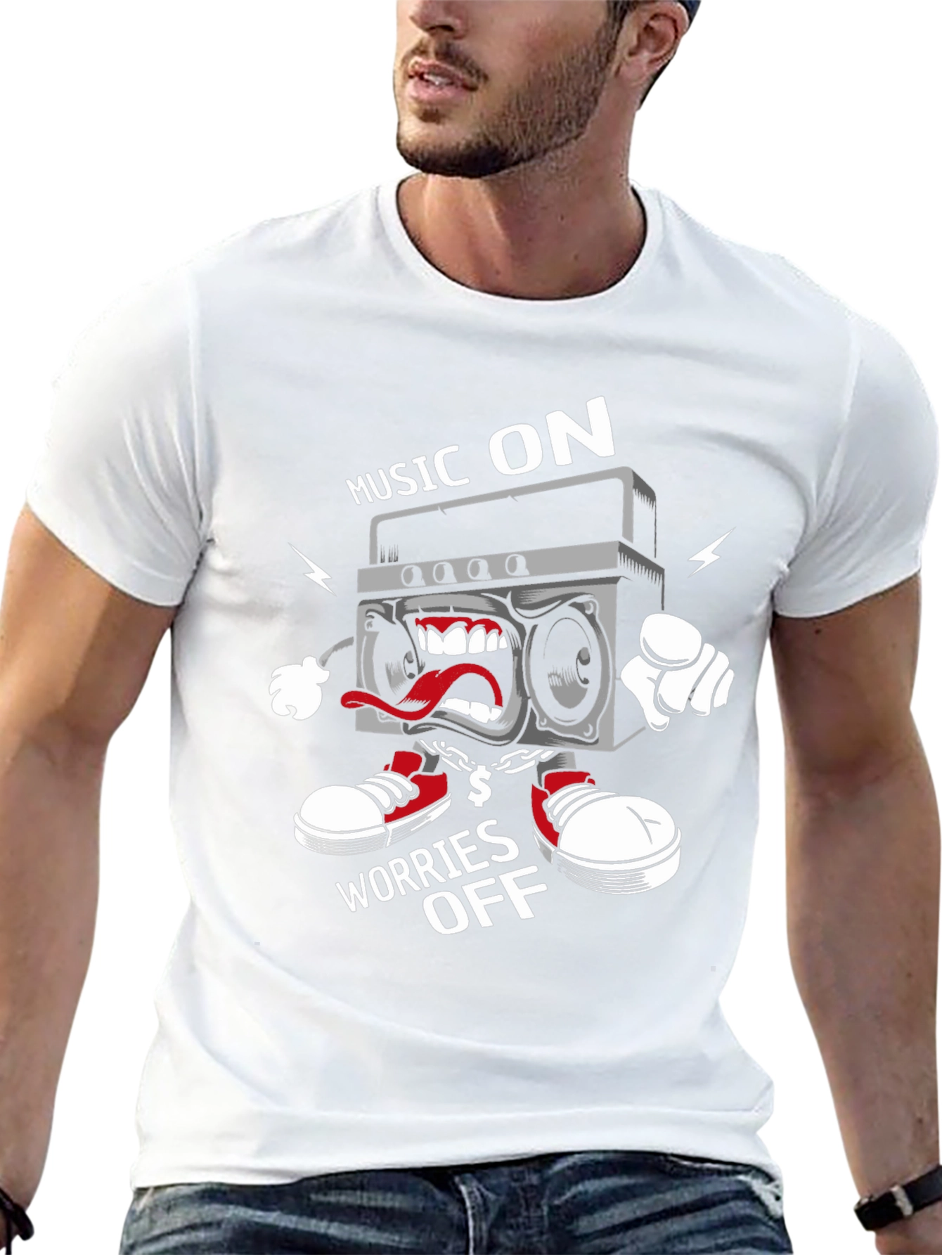 Music On Worries Off Graphic Tee
