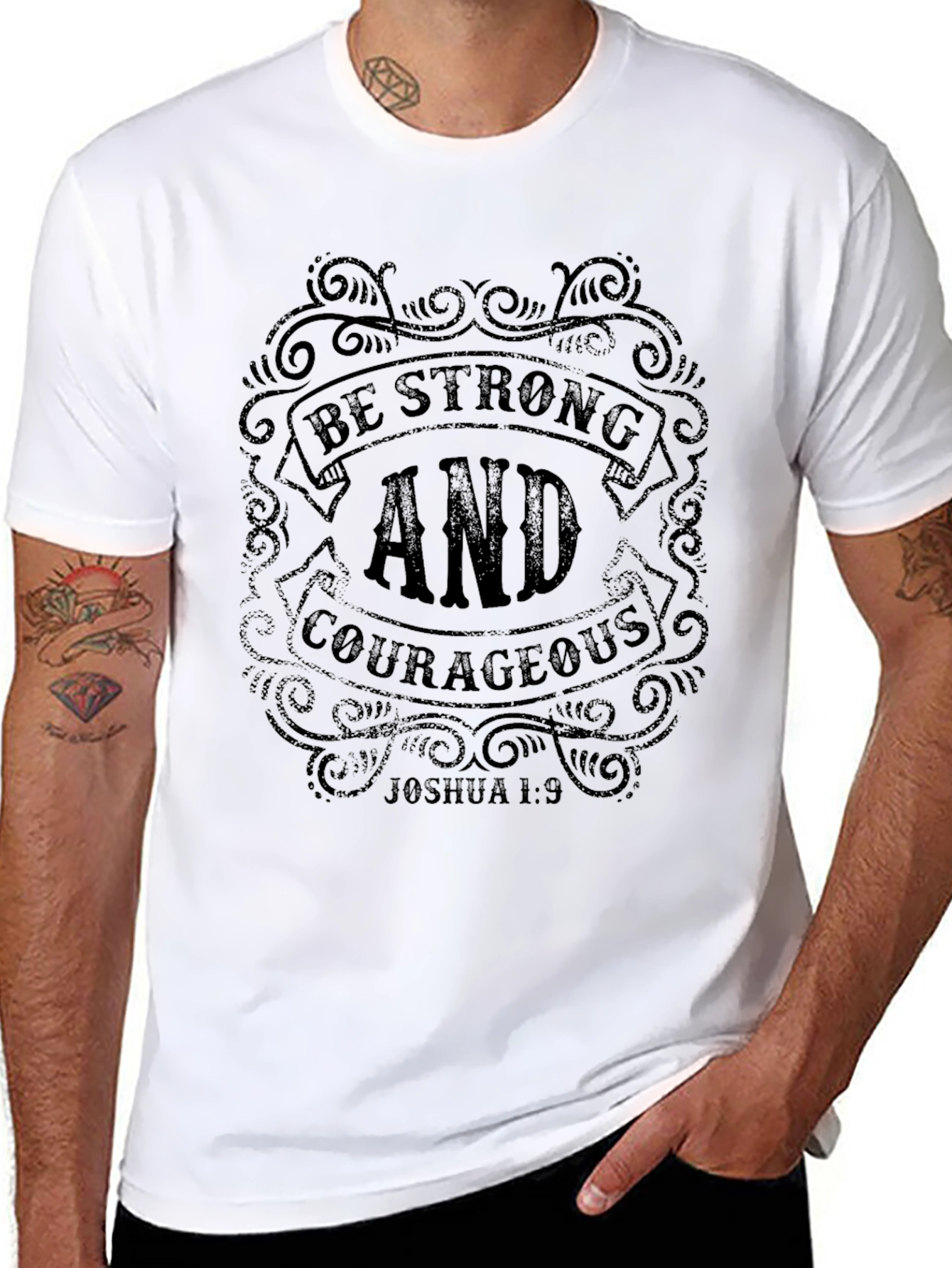 Be Strong & Courageous Joshua 1:9 Black T-Shirt