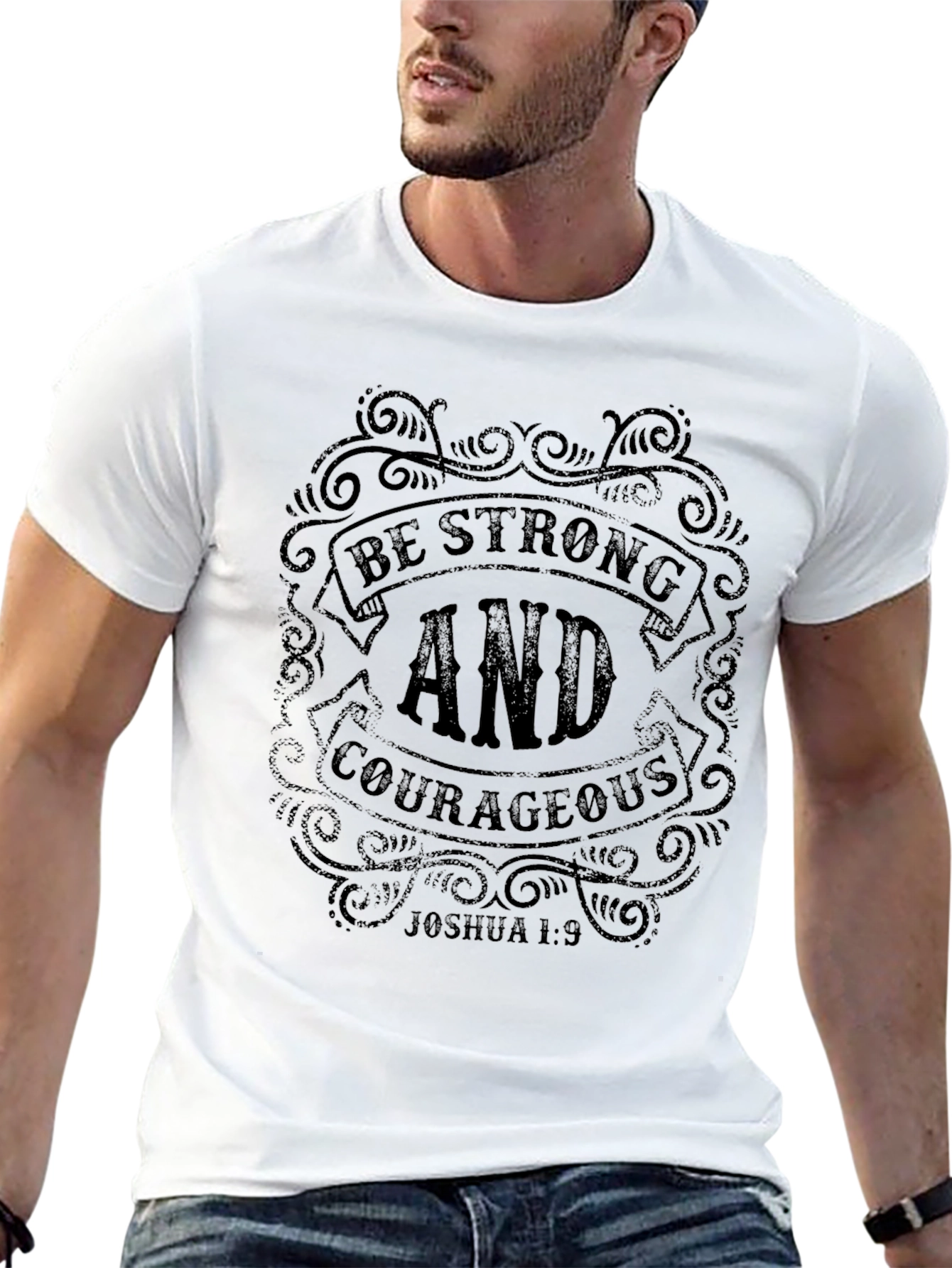 Be Strong & Courageous Joshua 1:9 Black T-Shirt