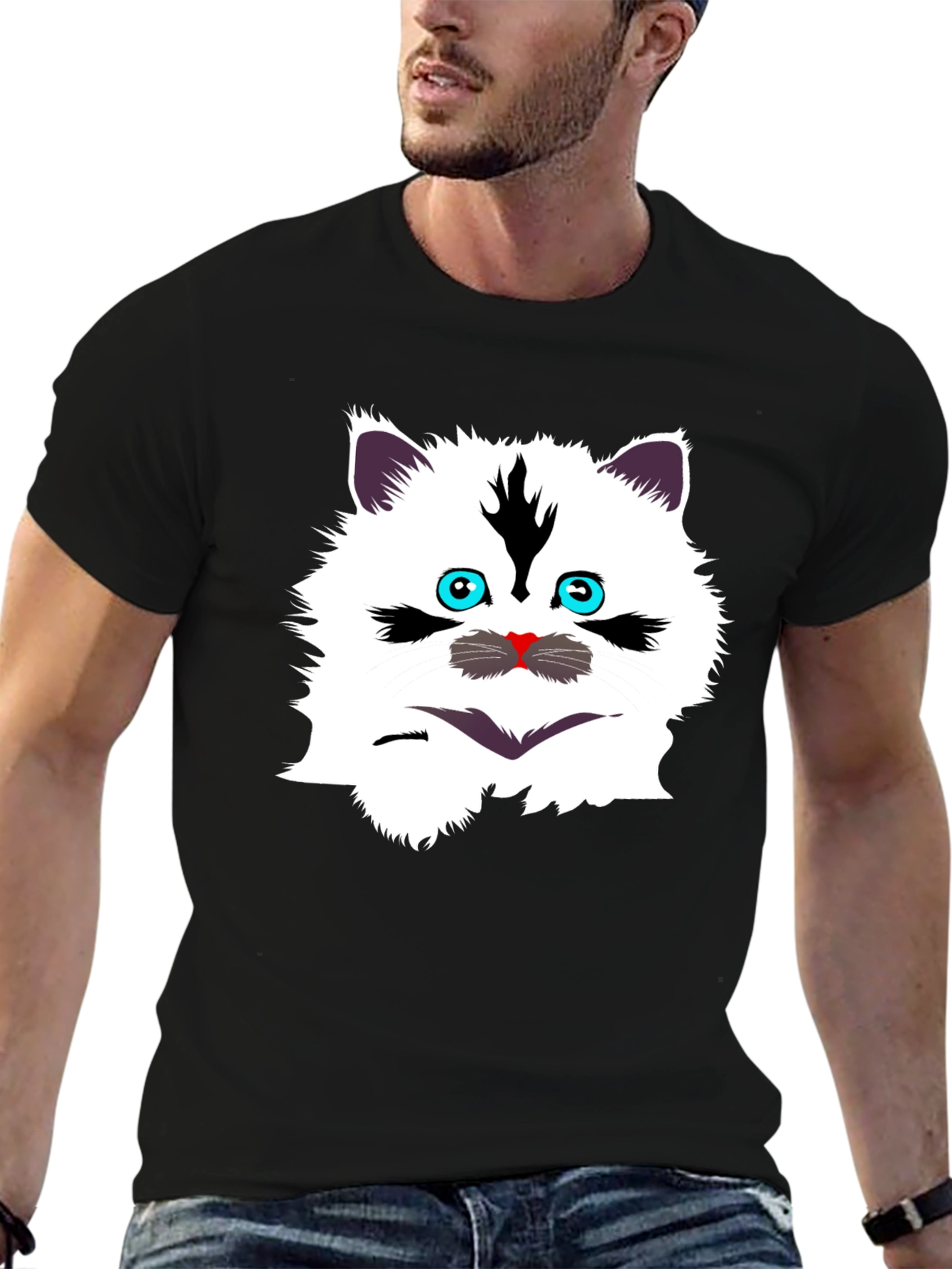 Funny Cat Graphic Tee - Black T-Shirt