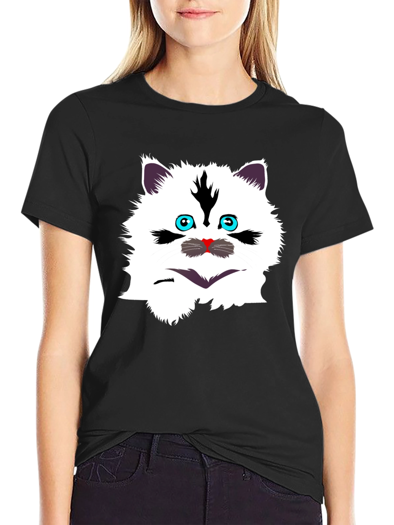 Funny Cat Graphic Tee - Black T-Shirt