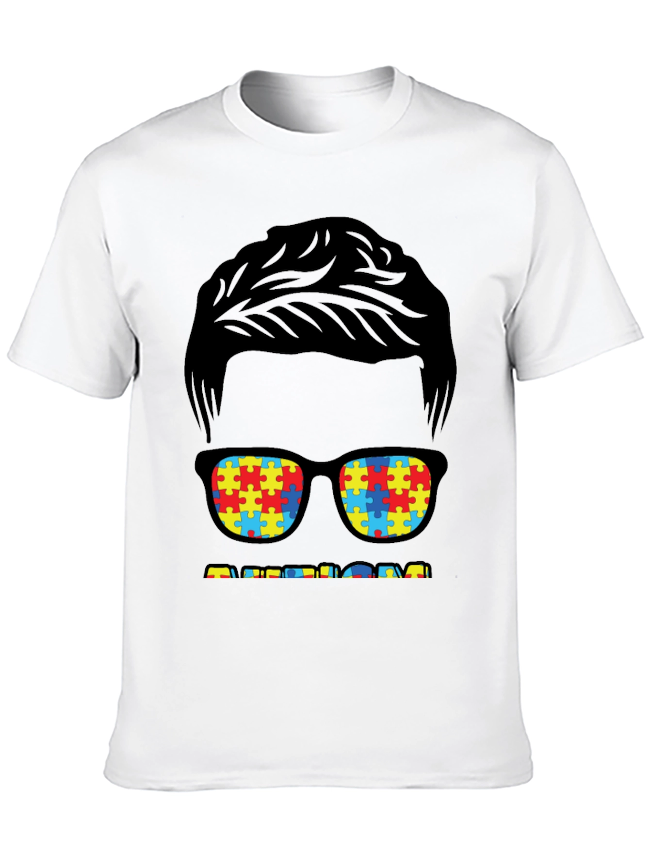 Autism Awareness Puzzle Piece Glasses T-Shirt