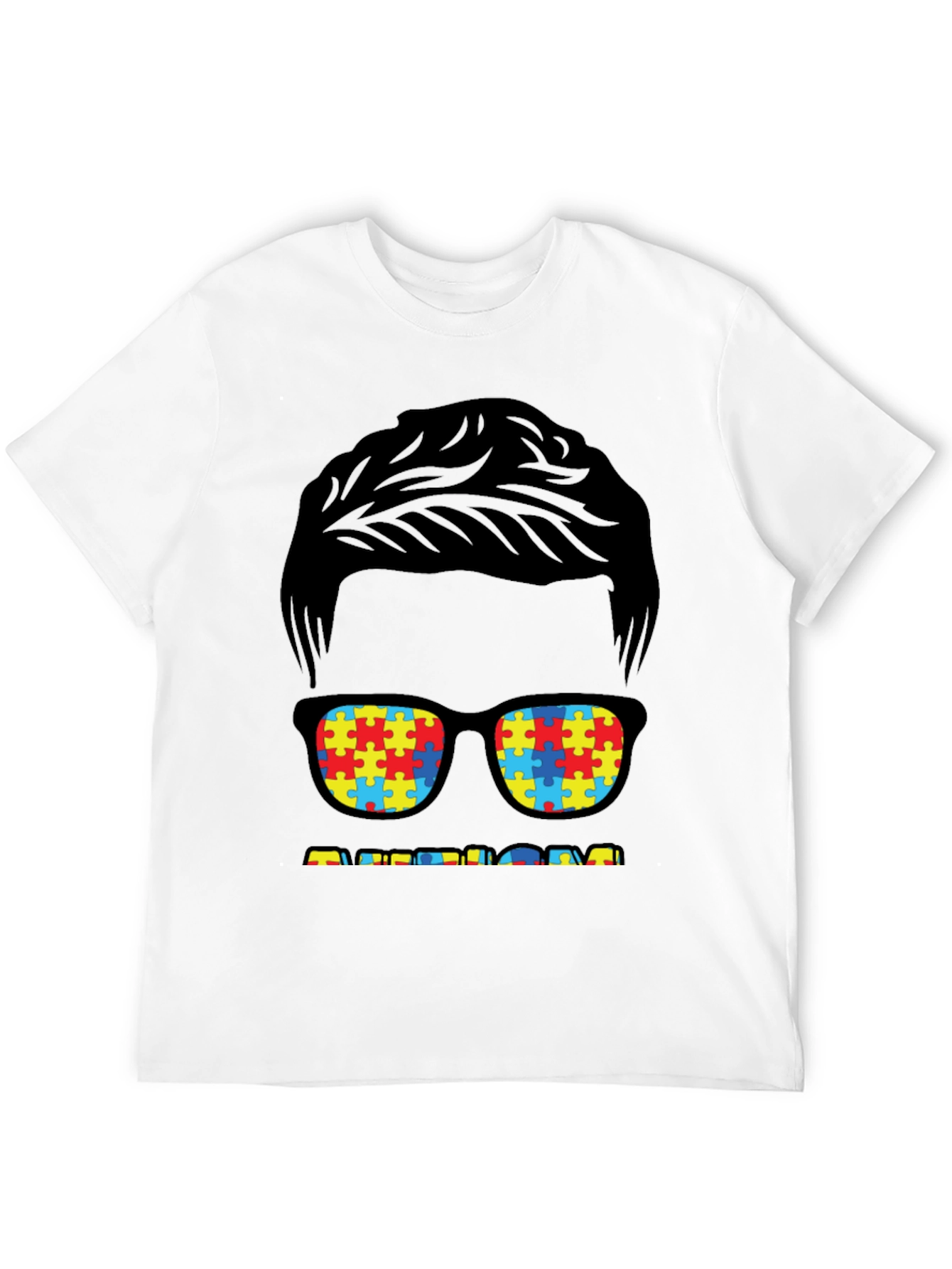 Autism Awareness Puzzle Piece Glasses T-Shirt