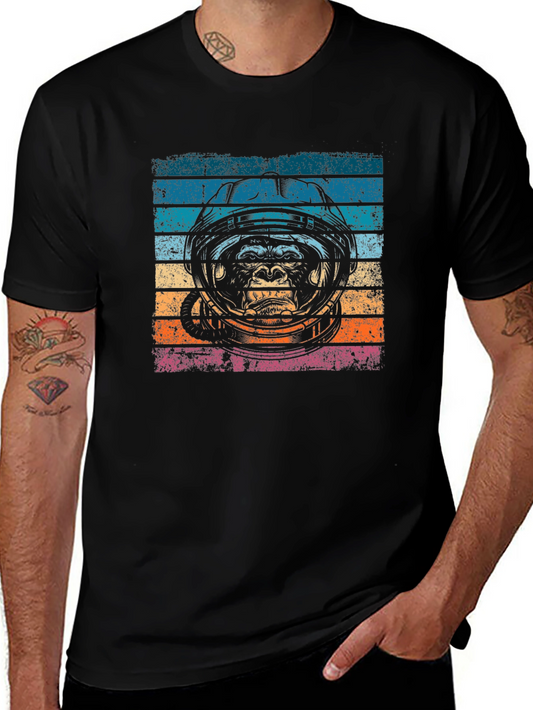 Retro Ape Astronaut Graphic T-Shirt