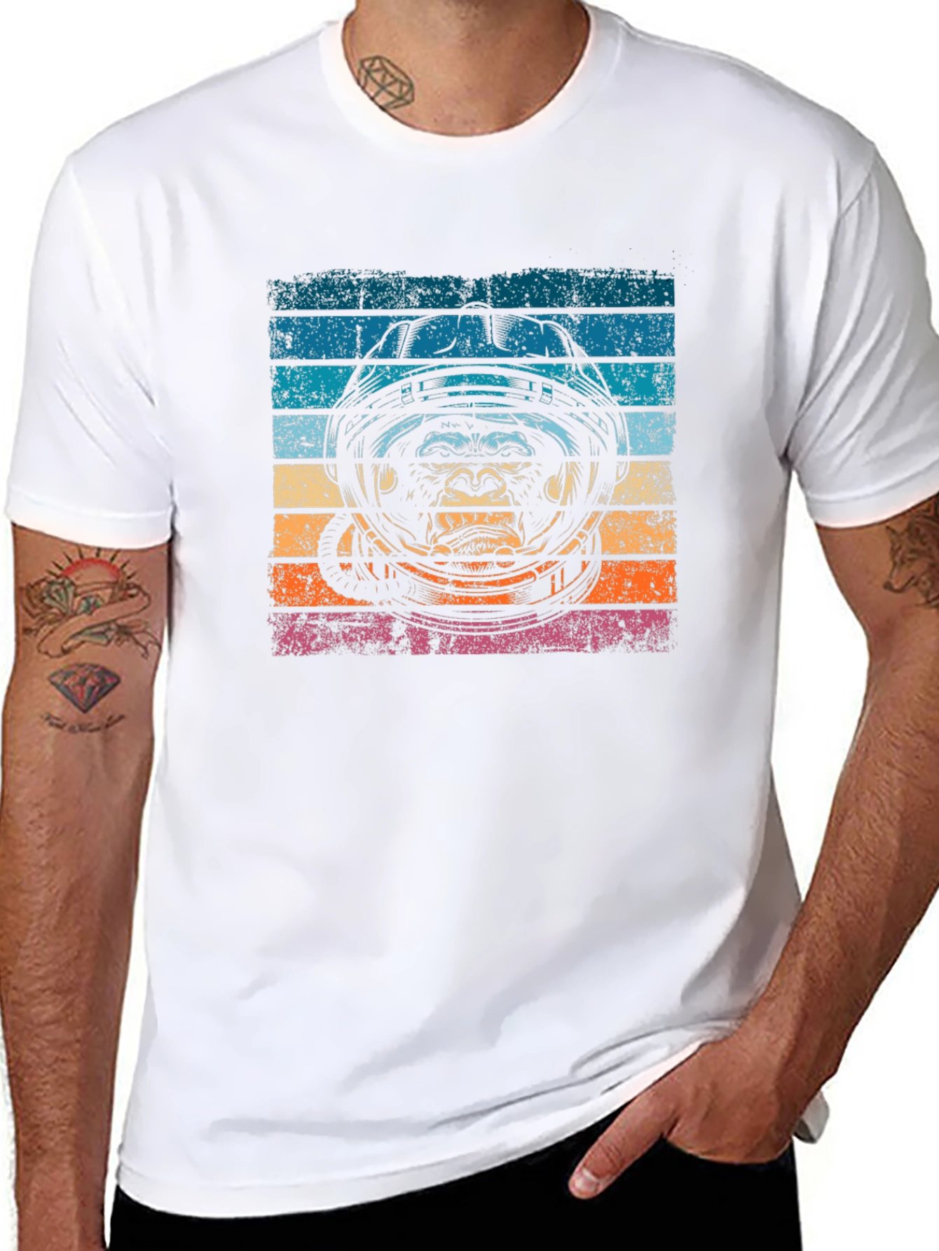 Retro Ape Astronaut Graphic T-Shirt