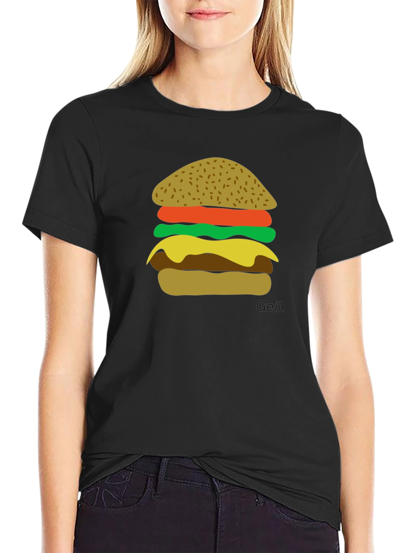 Burger Graphic Black T-Shirt - Foodie Tee