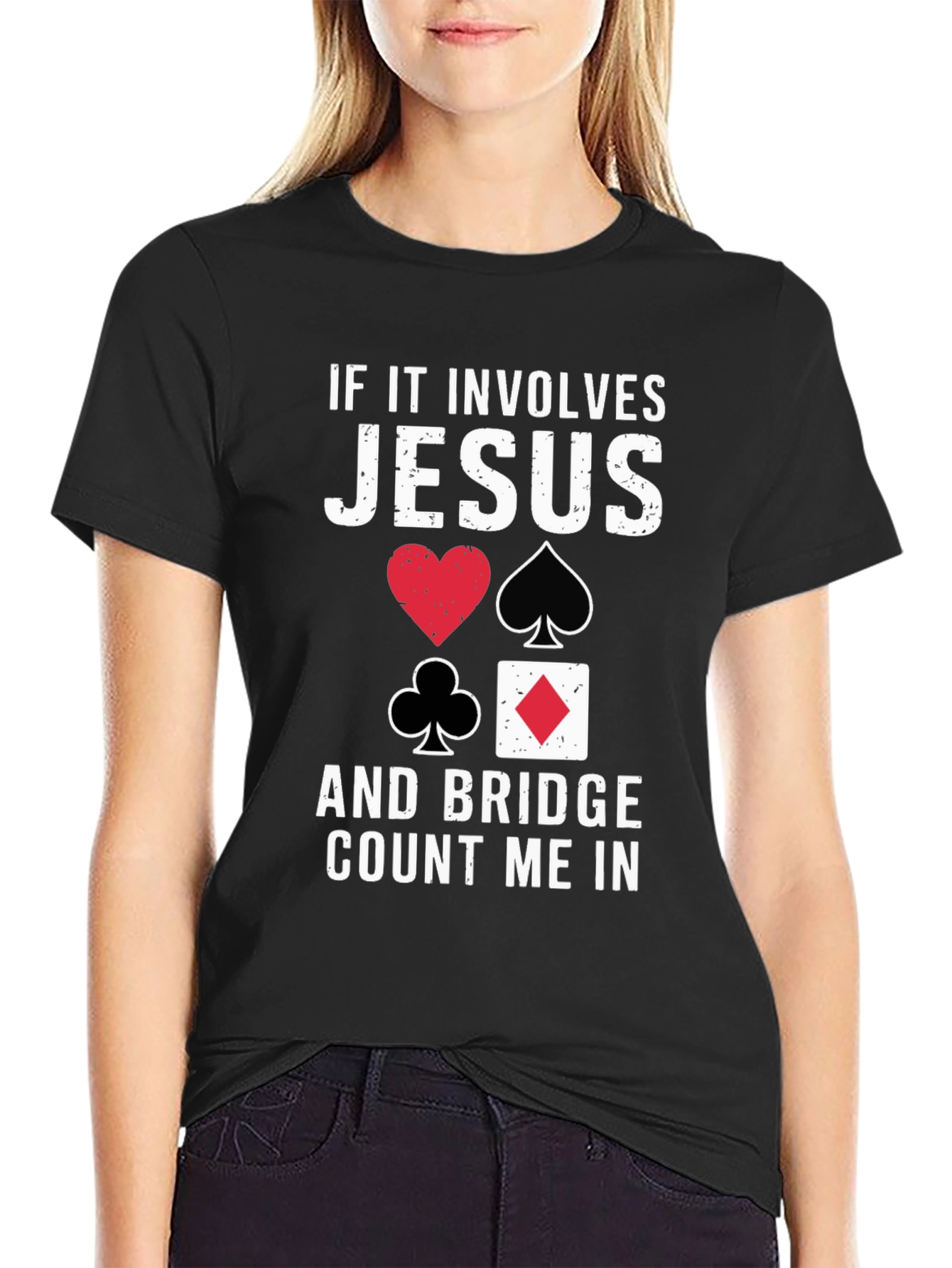 Jesus and Bridge Game Black T-Shirt