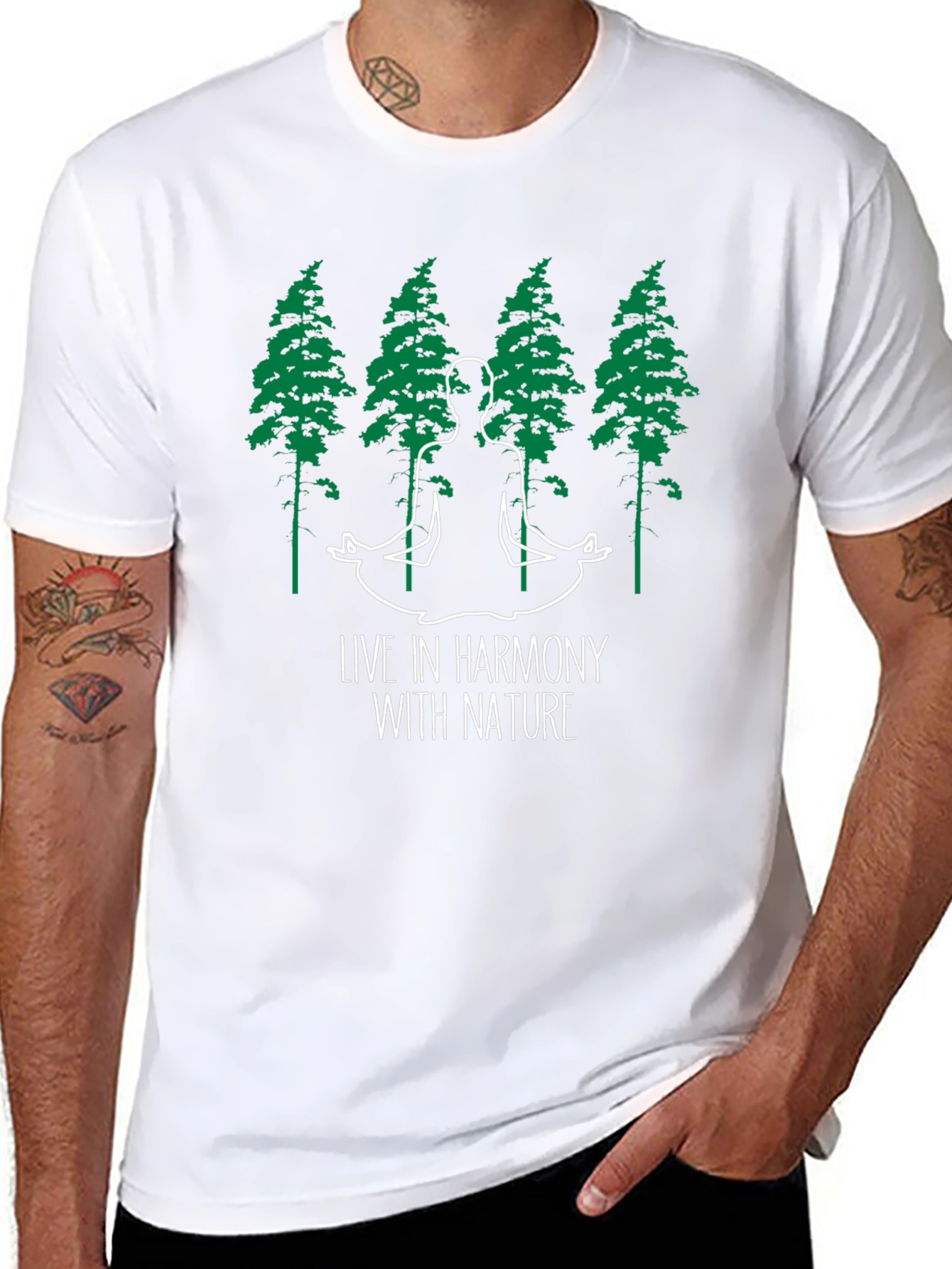 Harmony Nature T-Shirt - Meditating Tree Design