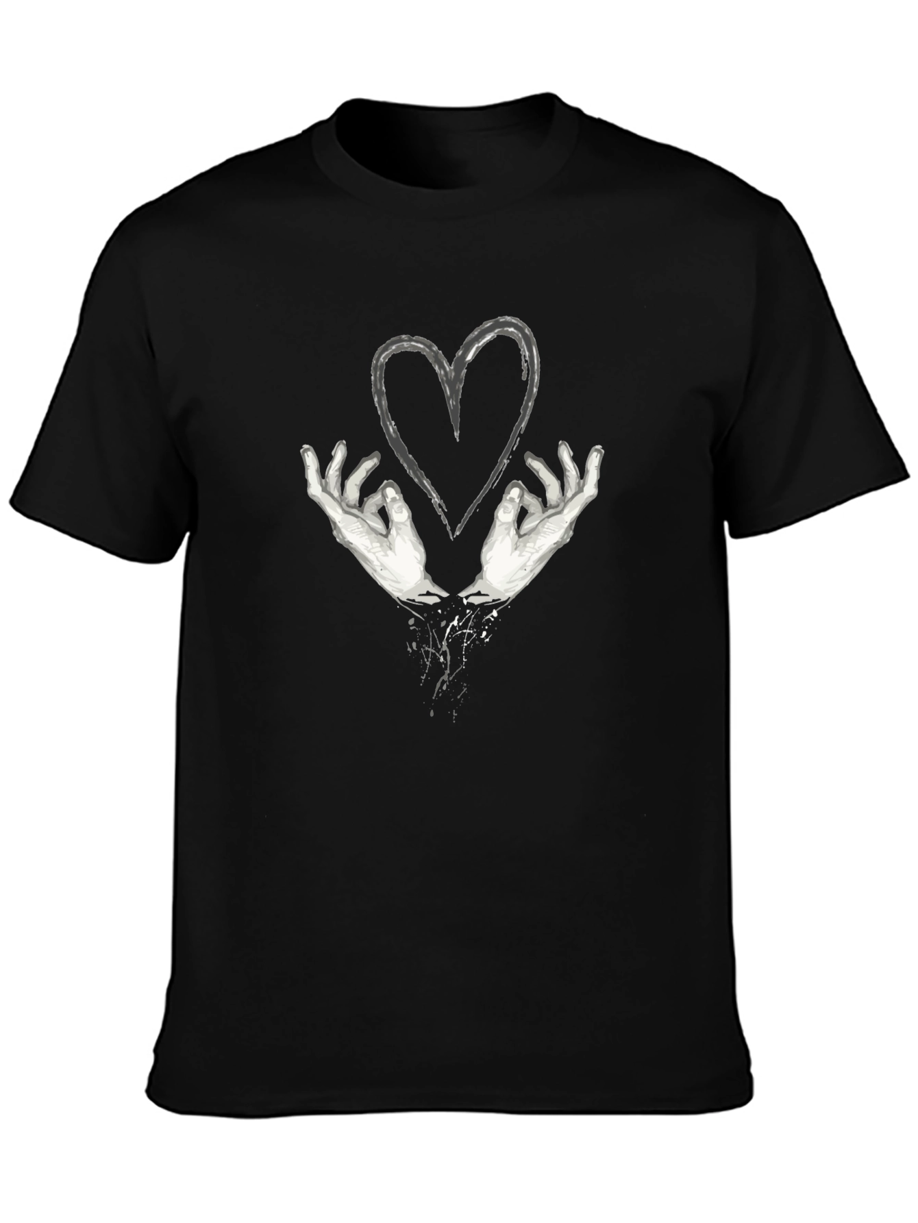 Heart Hands Graphic T-Shirt - Black