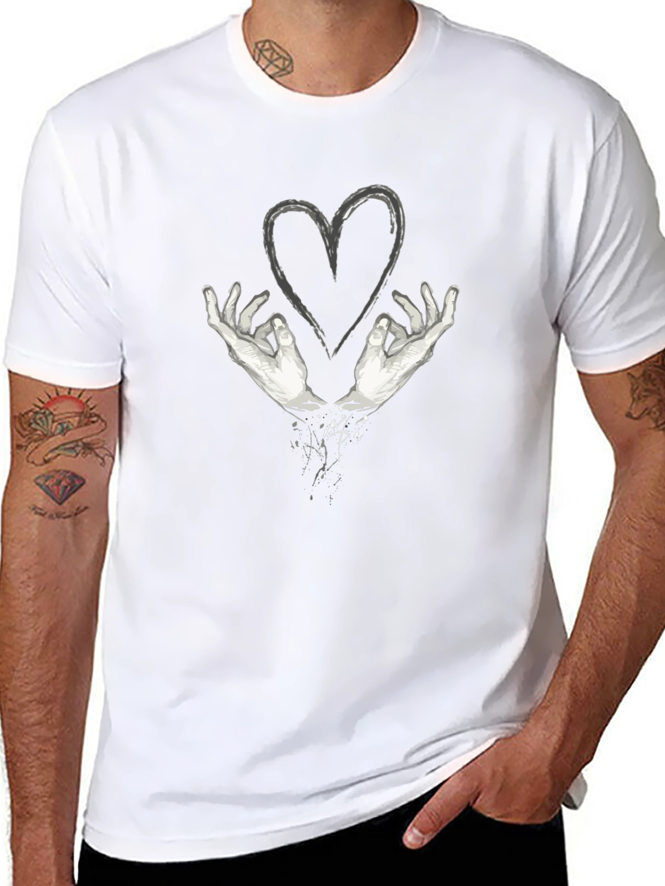 Heart Hands Graphic T-Shirt - Black