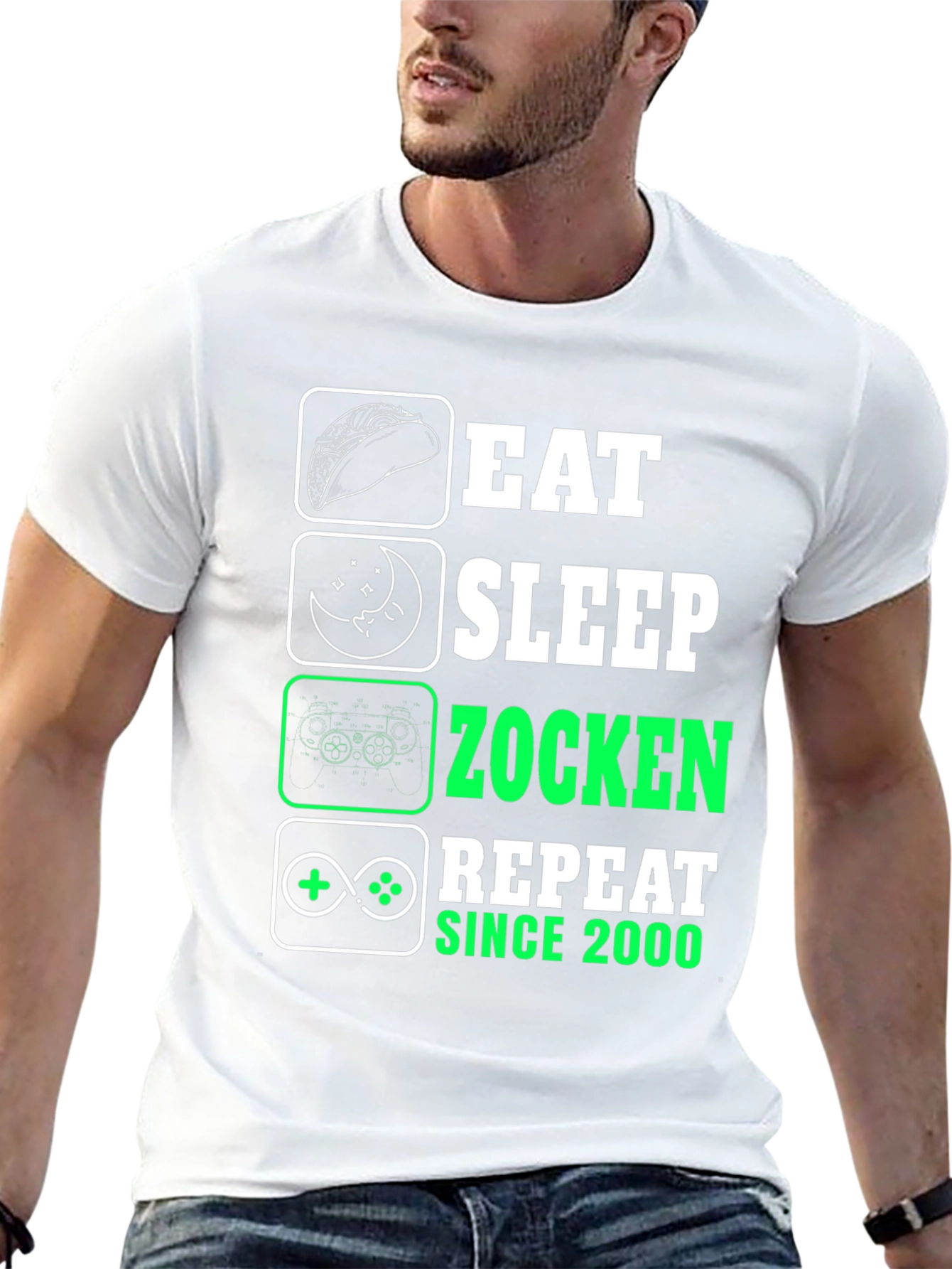 Eat Sleep Zocken Repeat Black T-Shirt - Gamer Style