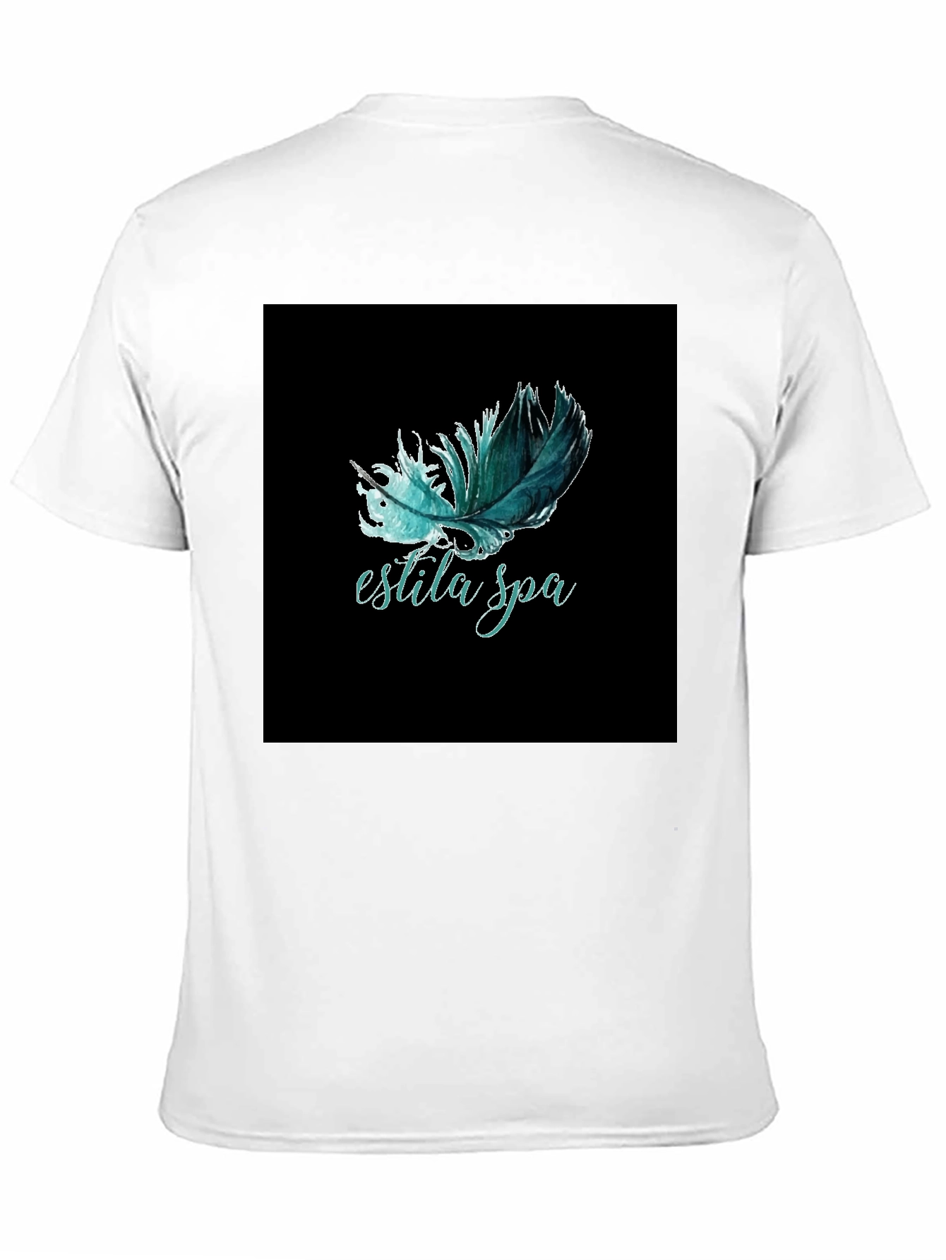 Estila Spa Feather Graphic Tee - Unisex Black T-Shirt