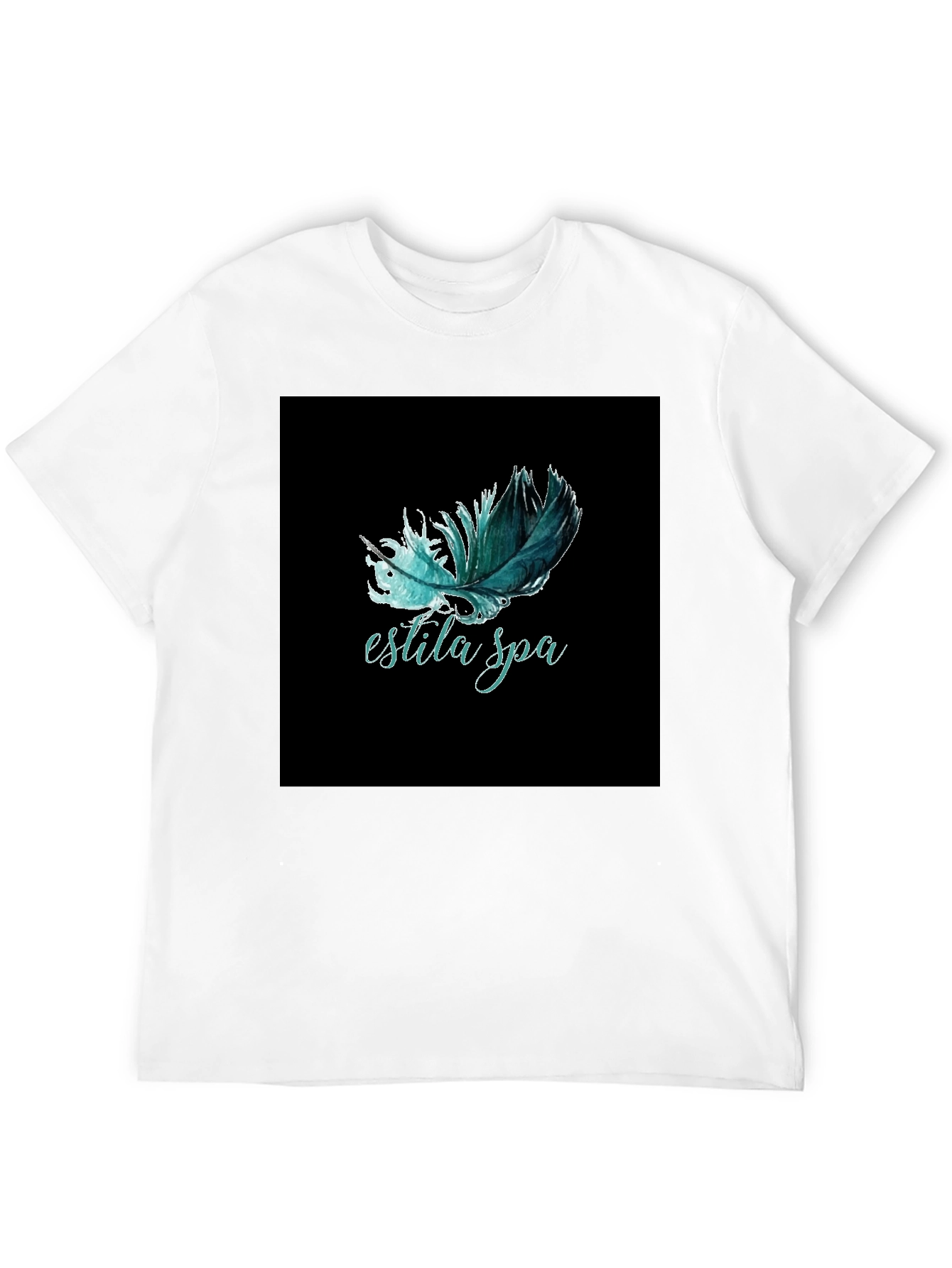 Estila Spa Feather Graphic Tee - Unisex Black T-Shirt