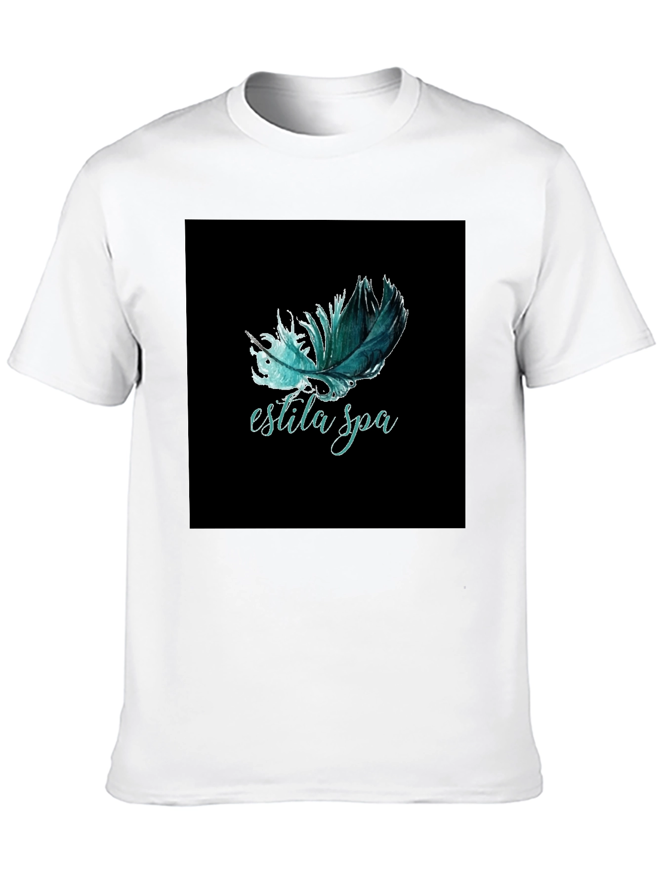 Estila Spa Feather Graphic Tee - Unisex Black T-Shirt