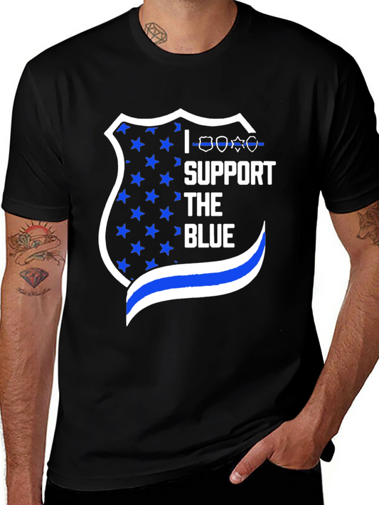 I Support The Blue T-Shirt - Patriotic Police Support Tee