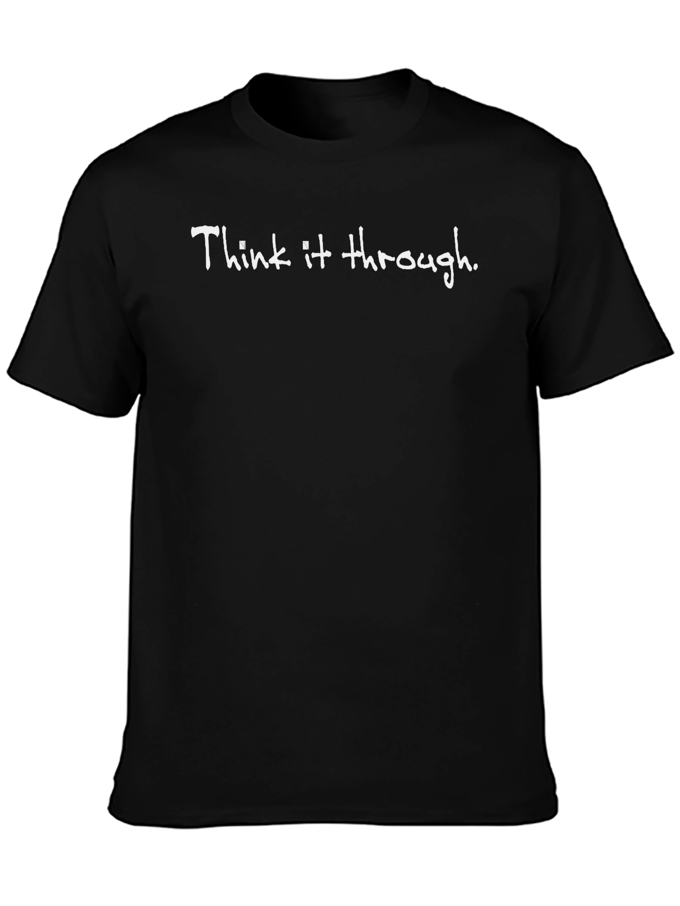 Think It Through Black Graphic Tee Casual Mens T-Shirt