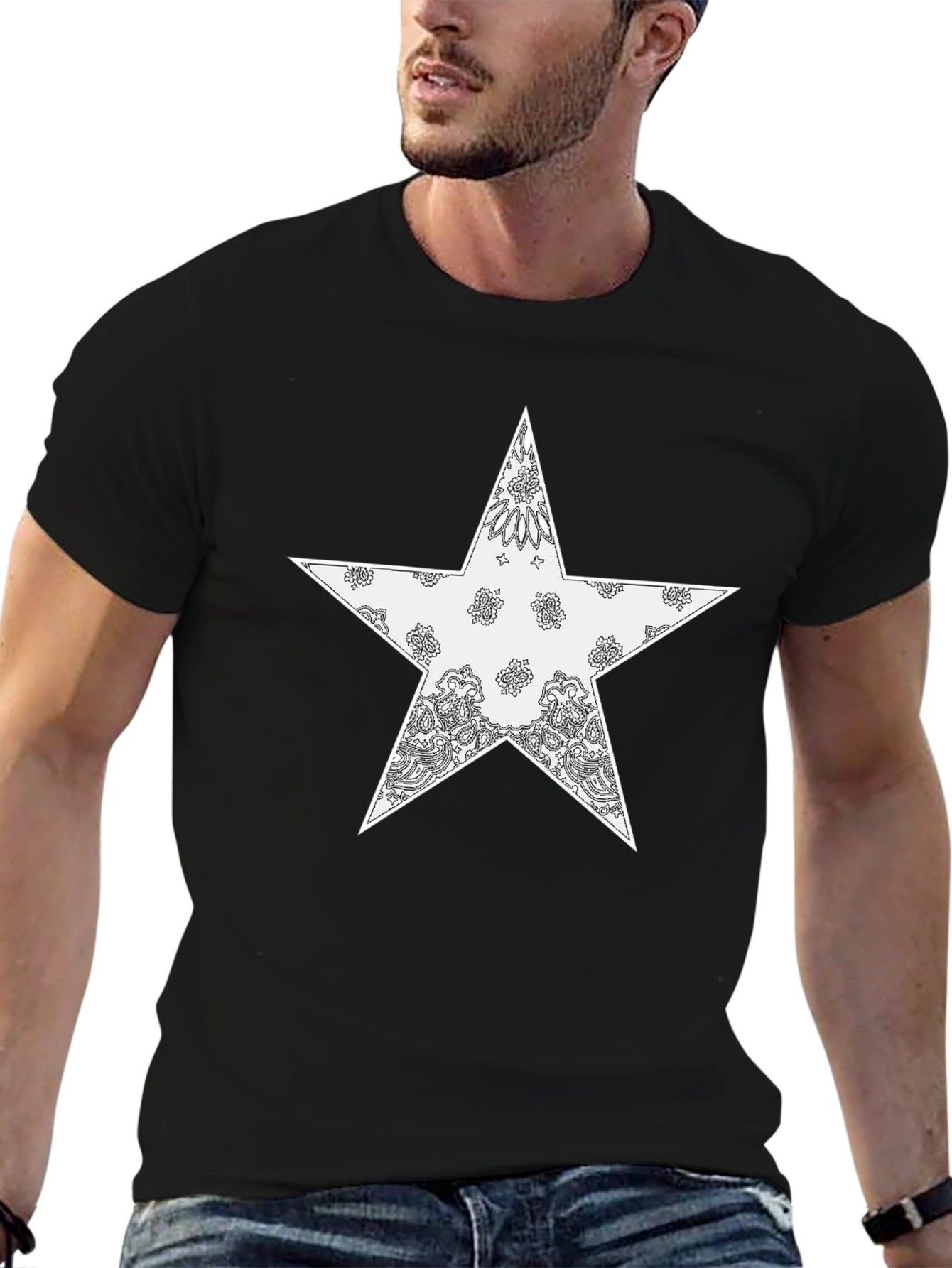 Bandana Star Graphic Tee - Black
