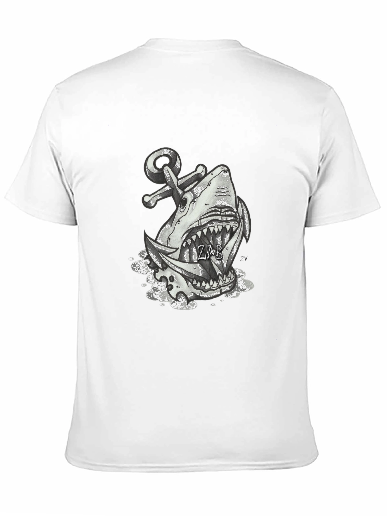 Shark Anchor Graphic Tee - Black Cotton T-Shirt