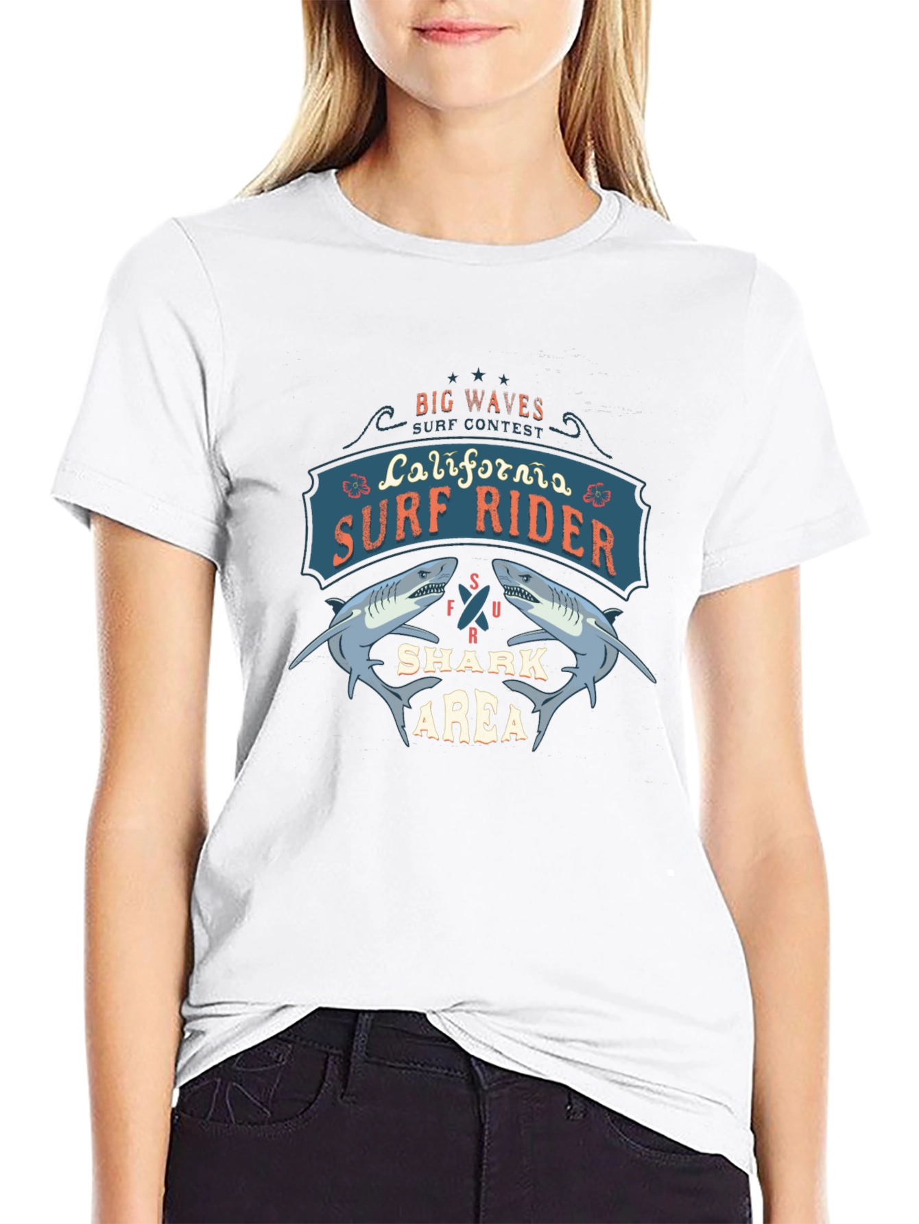 California Surf Rider Shark Area Tee