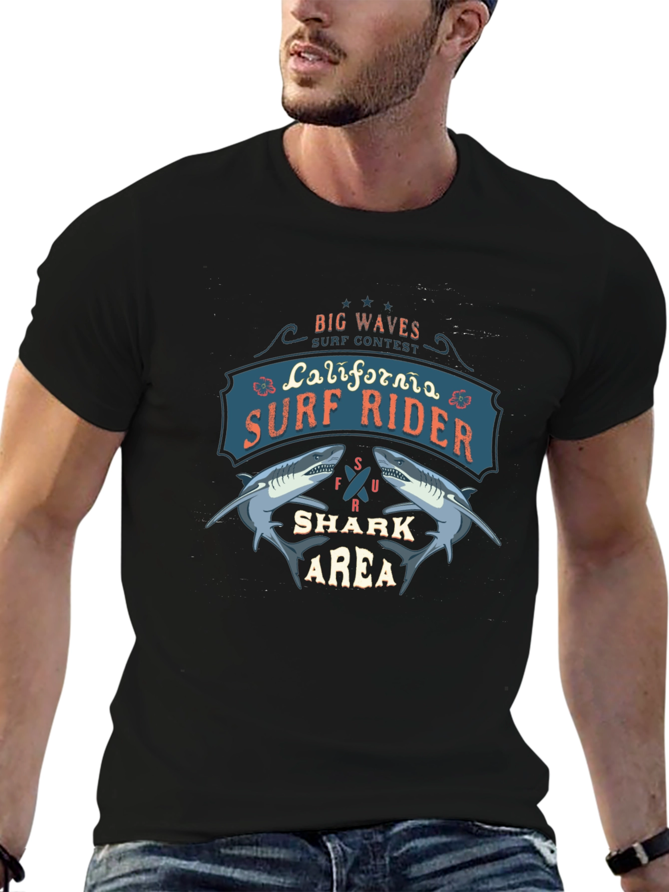 California Surf Rider Shark Area Tee