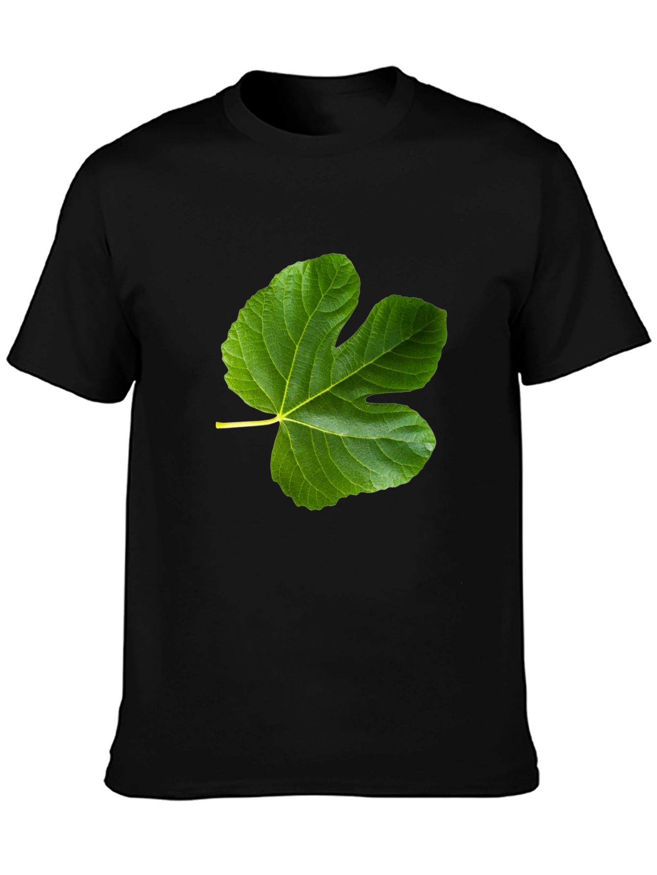 Green Leaf Graphic Black T-Shirt