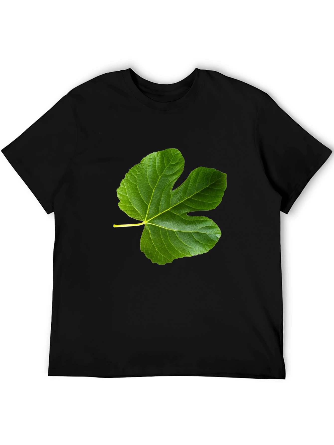 Green Leaf Graphic Black T-Shirt