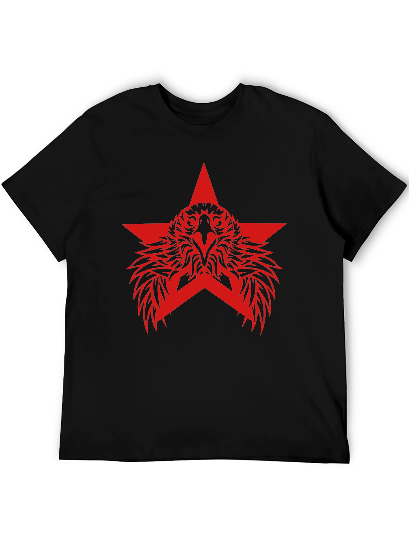 Red Eagle Star Graphic Black T-Shirt