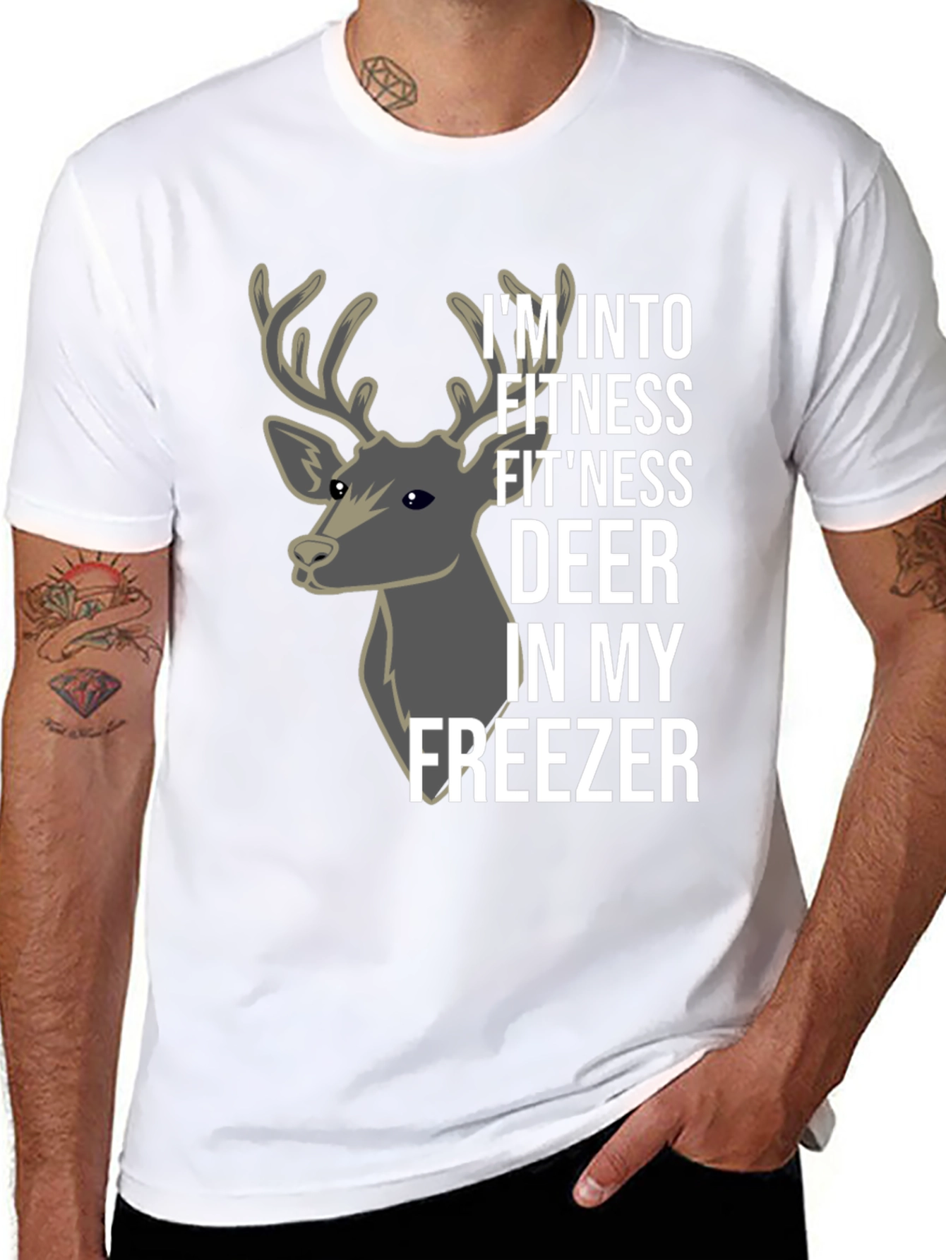 Fitness Deer T-Shirt - Funny Gym & Hunting Tee