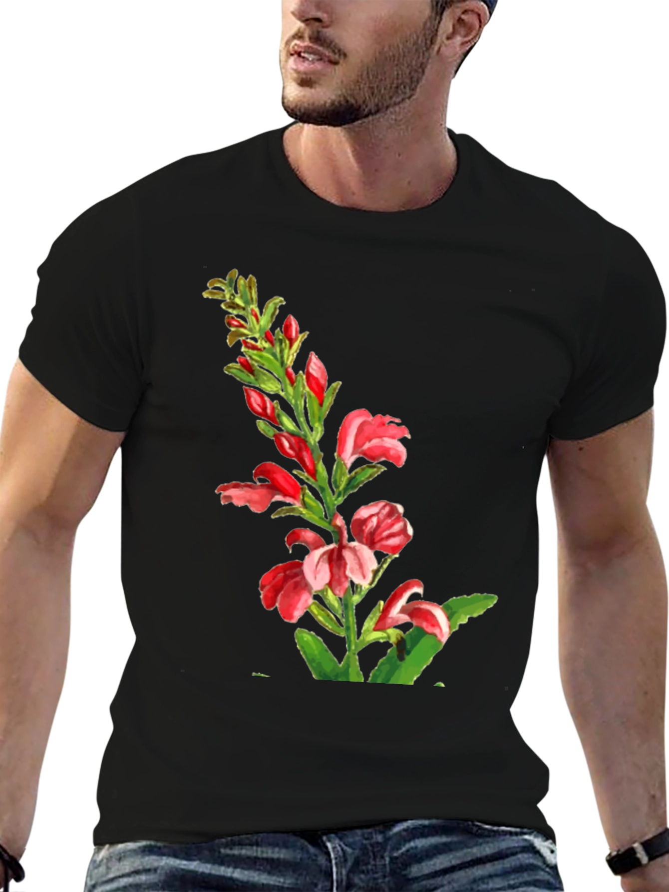 Floral Print Tee - Elegant Botanical Design