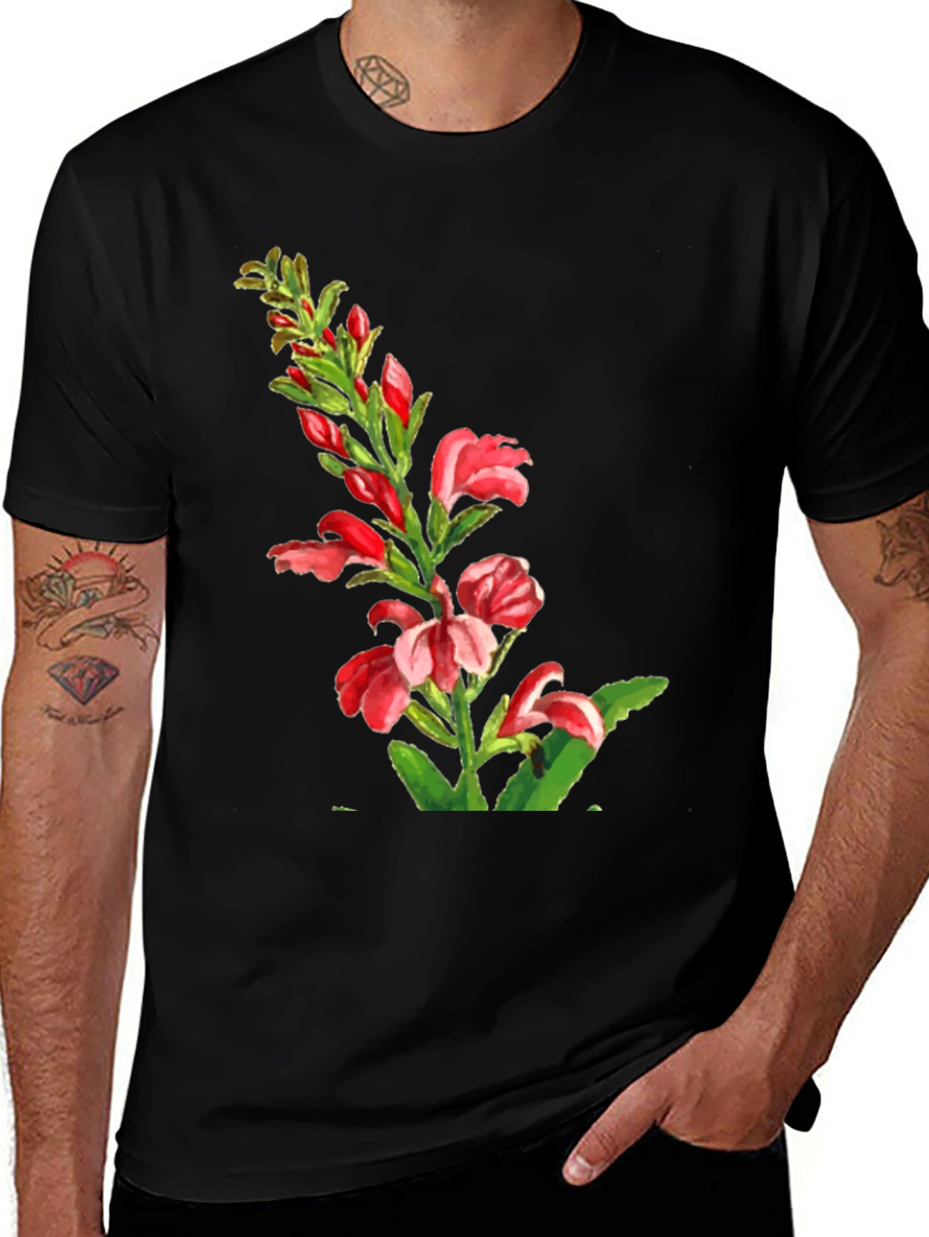 Floral Print Tee - Elegant Botanical Design