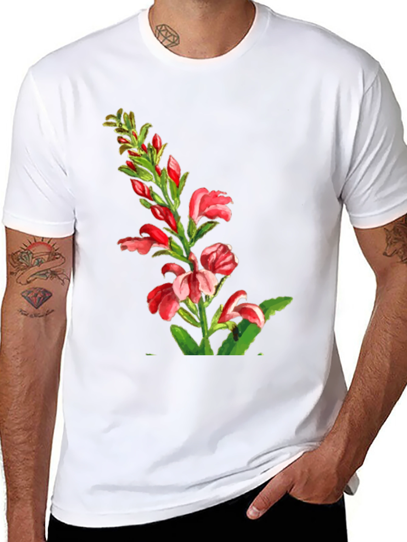 Floral Print Tee - Elegant Botanical Design
