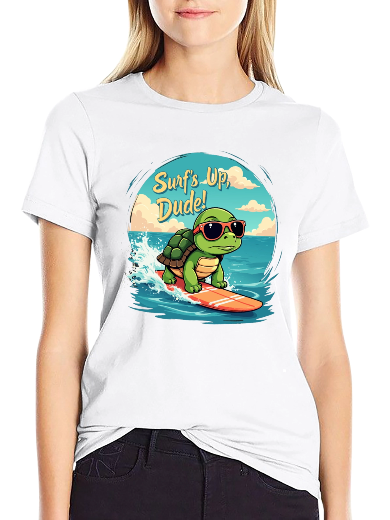 Surfing Turtle Graphic T-Shirt - Surfs Up Dude!