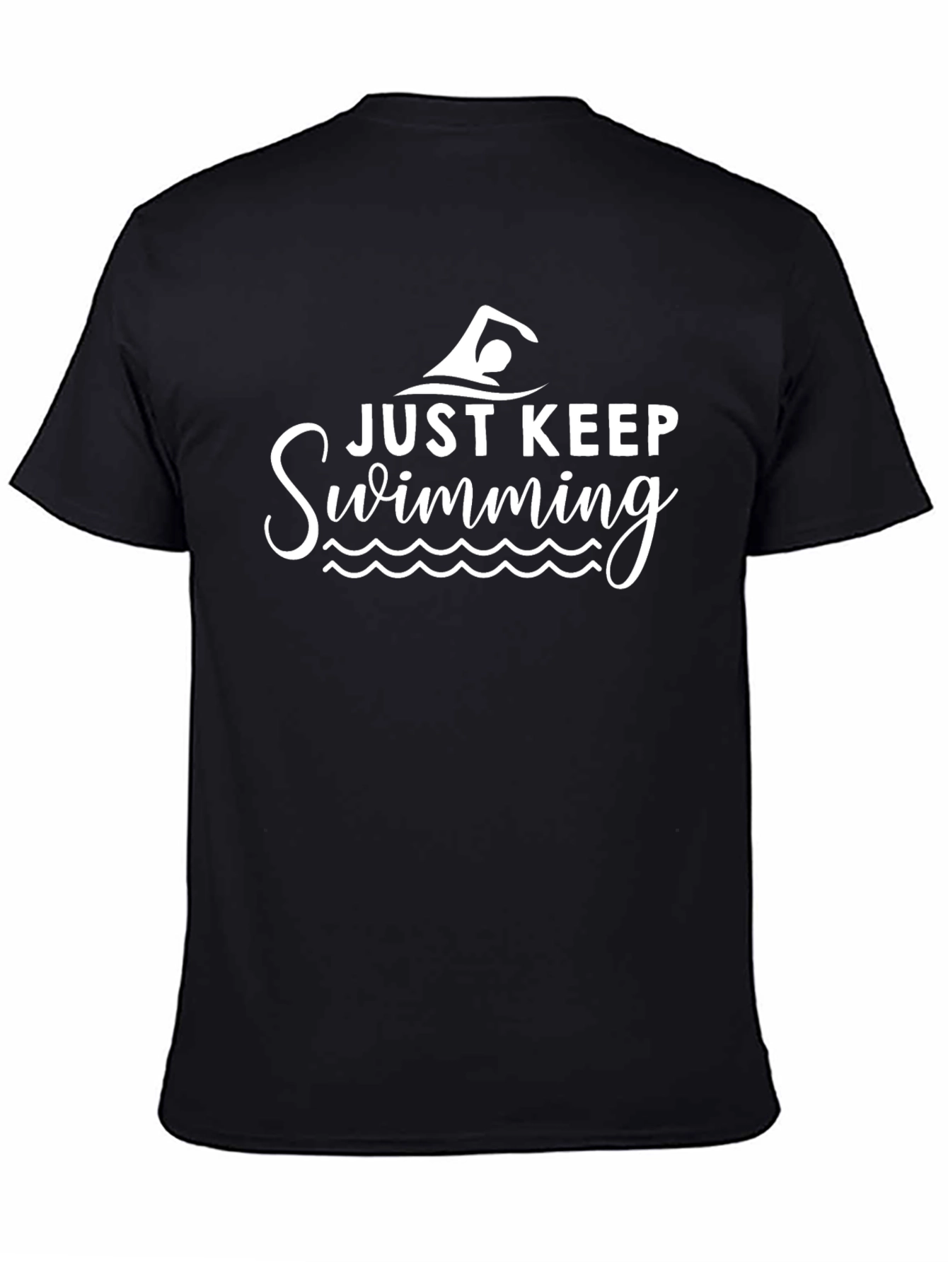 Just Keep Swimming Black Graphic Tee