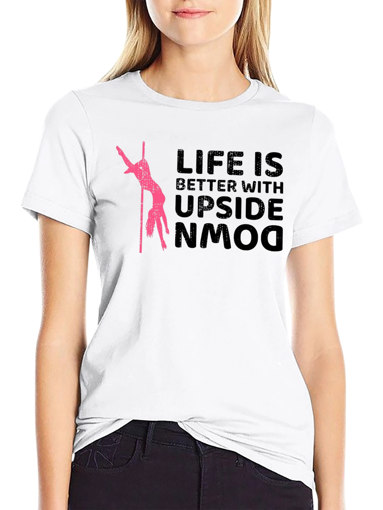 Upside Down Life Graphic Tee - Black
