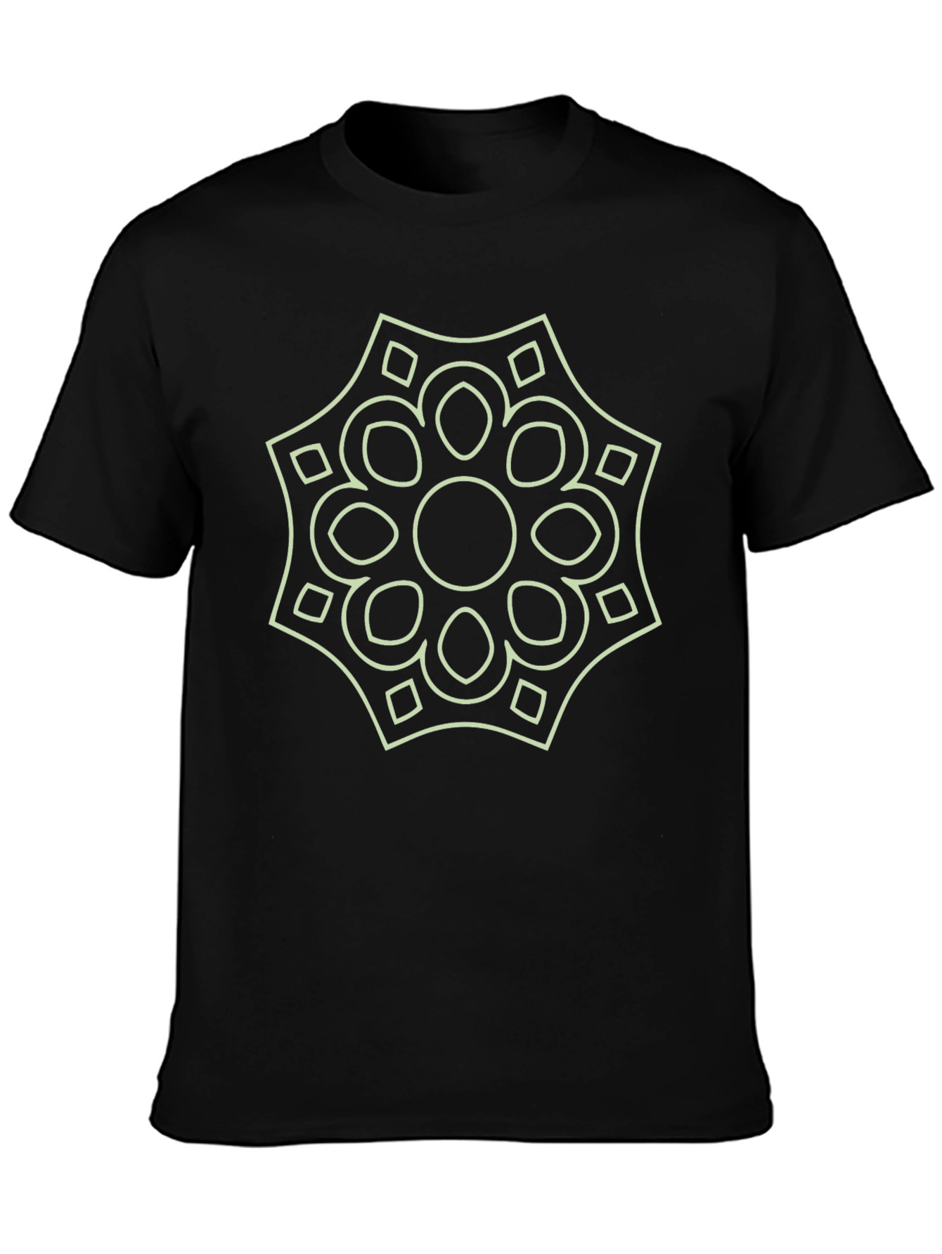 Geometric Floral Graphic Print Black T-Shirt