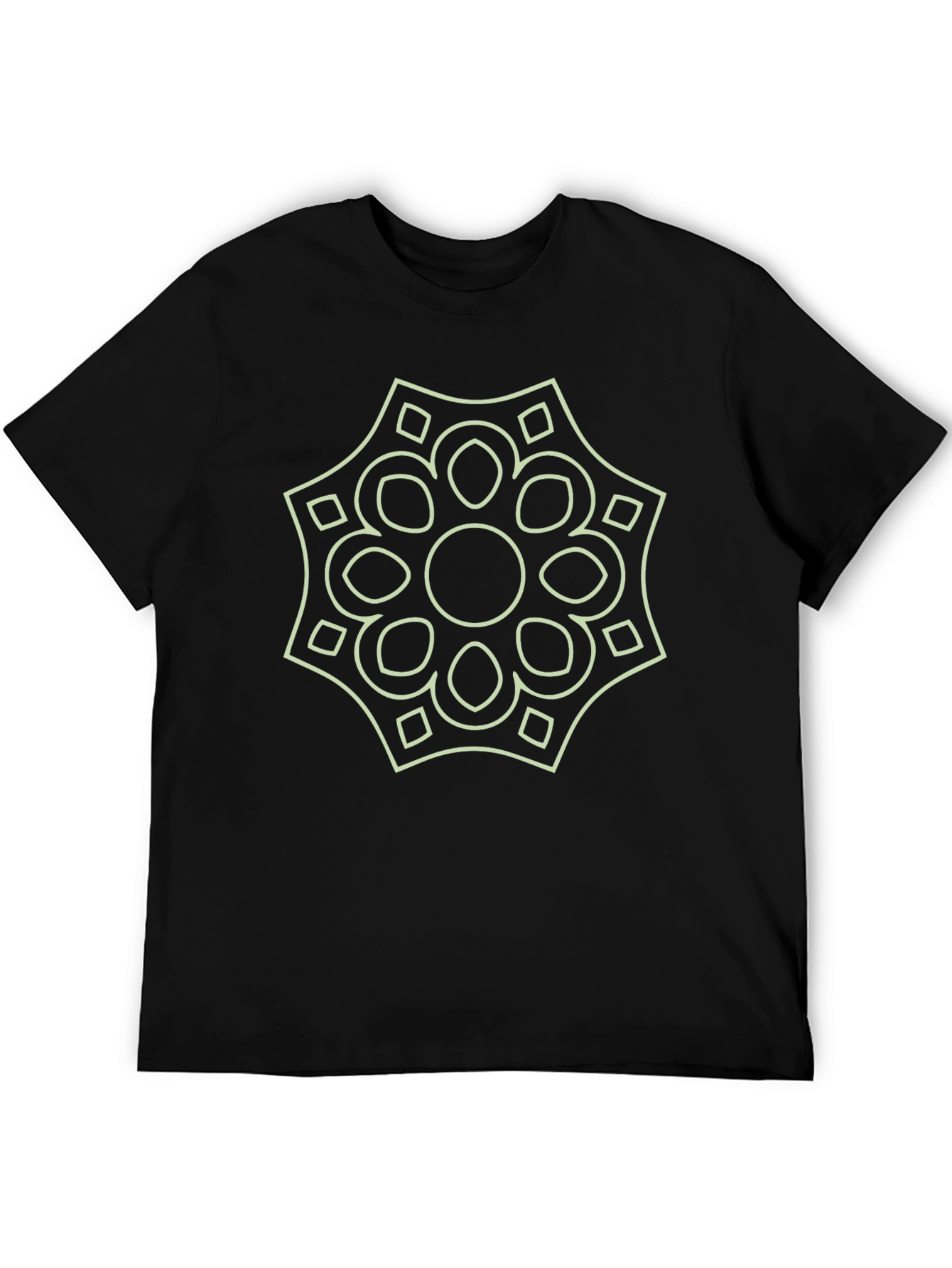 Geometric Floral Graphic Print Black T-Shirt