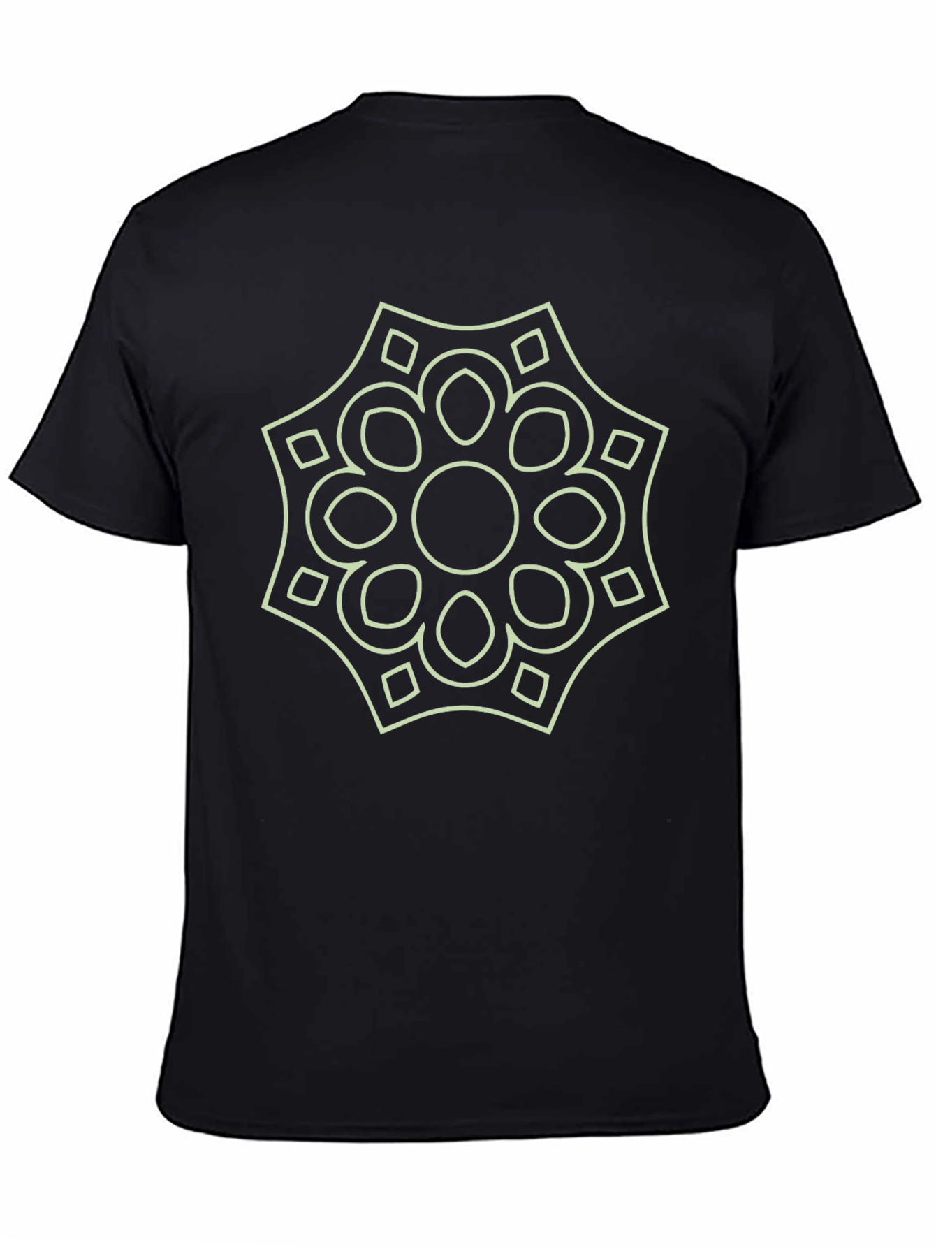 Geometric Floral Graphic Print Black T-Shirt