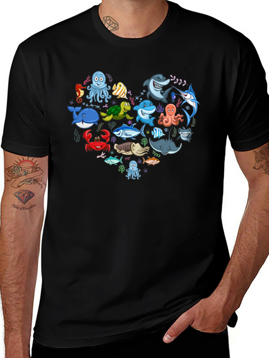 Ocean Animal Heart Graphic Tee