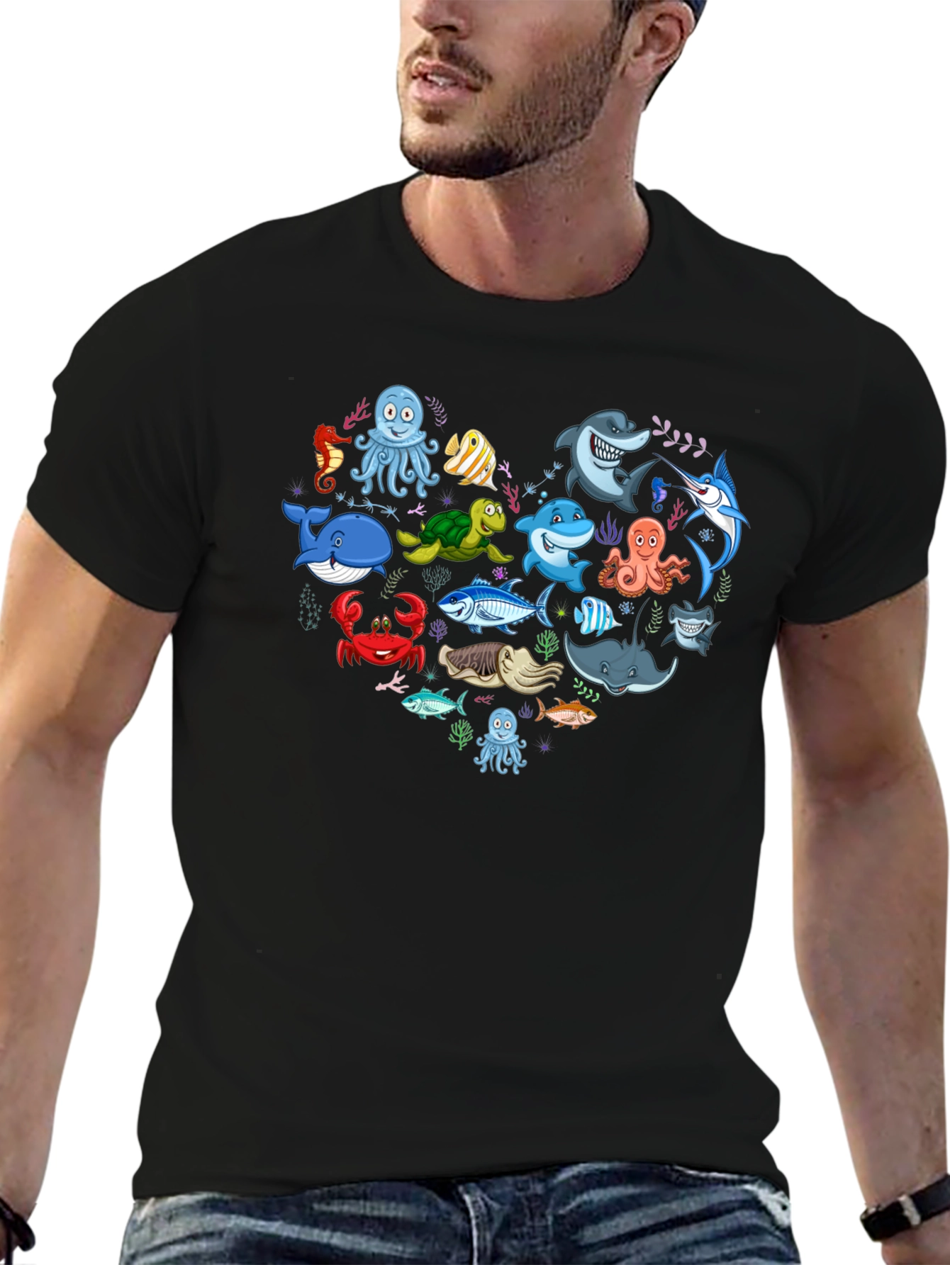 Ocean Animal Heart Graphic Tee
