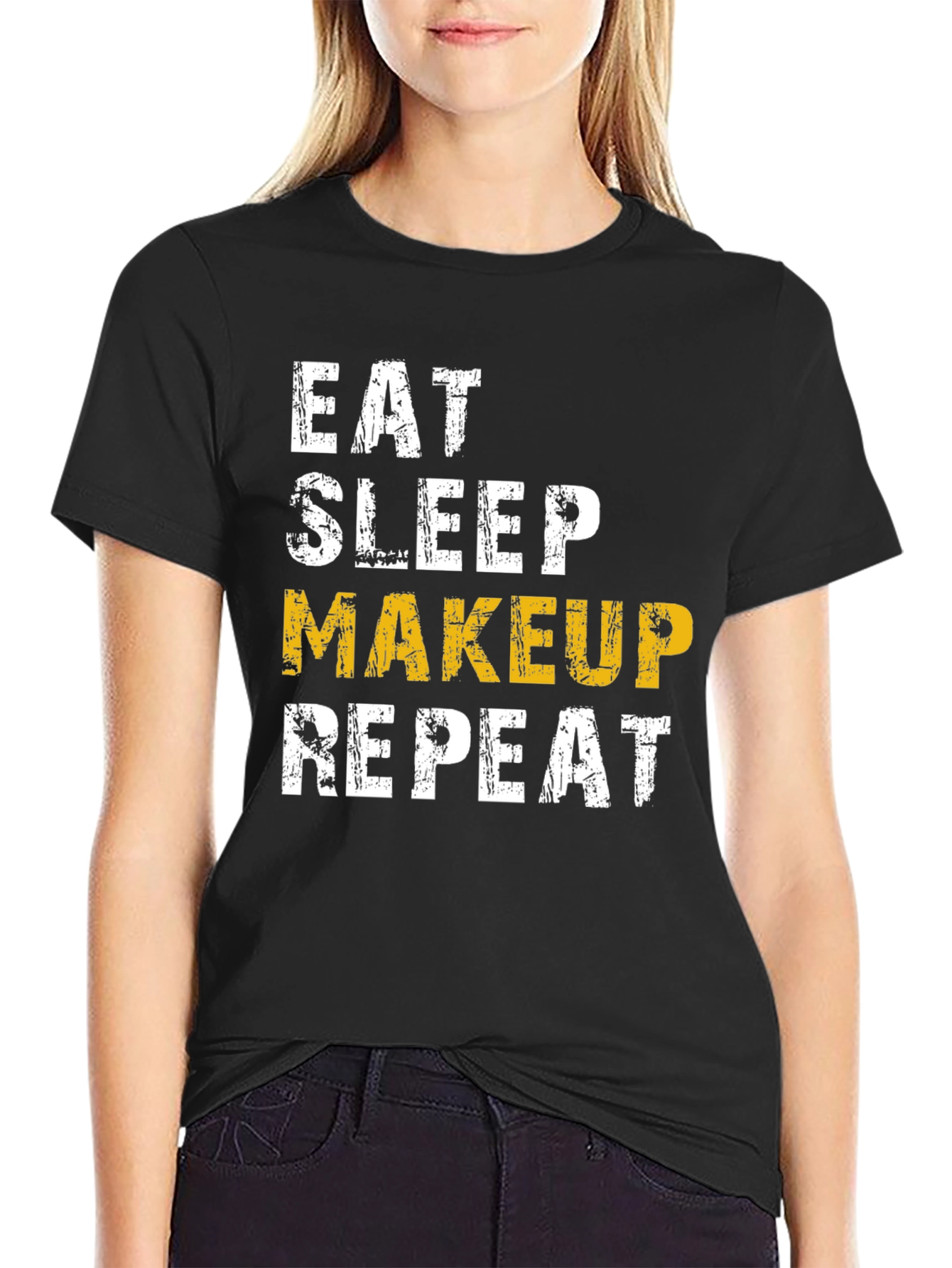 Eat Sleep Makeup Repeat Black Graphic T-Shirt