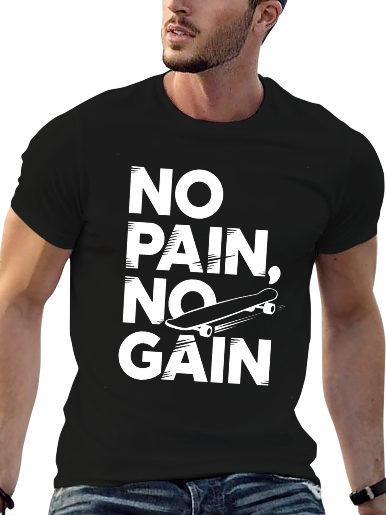 No Pain No Gain Skateboarder T-Shirt