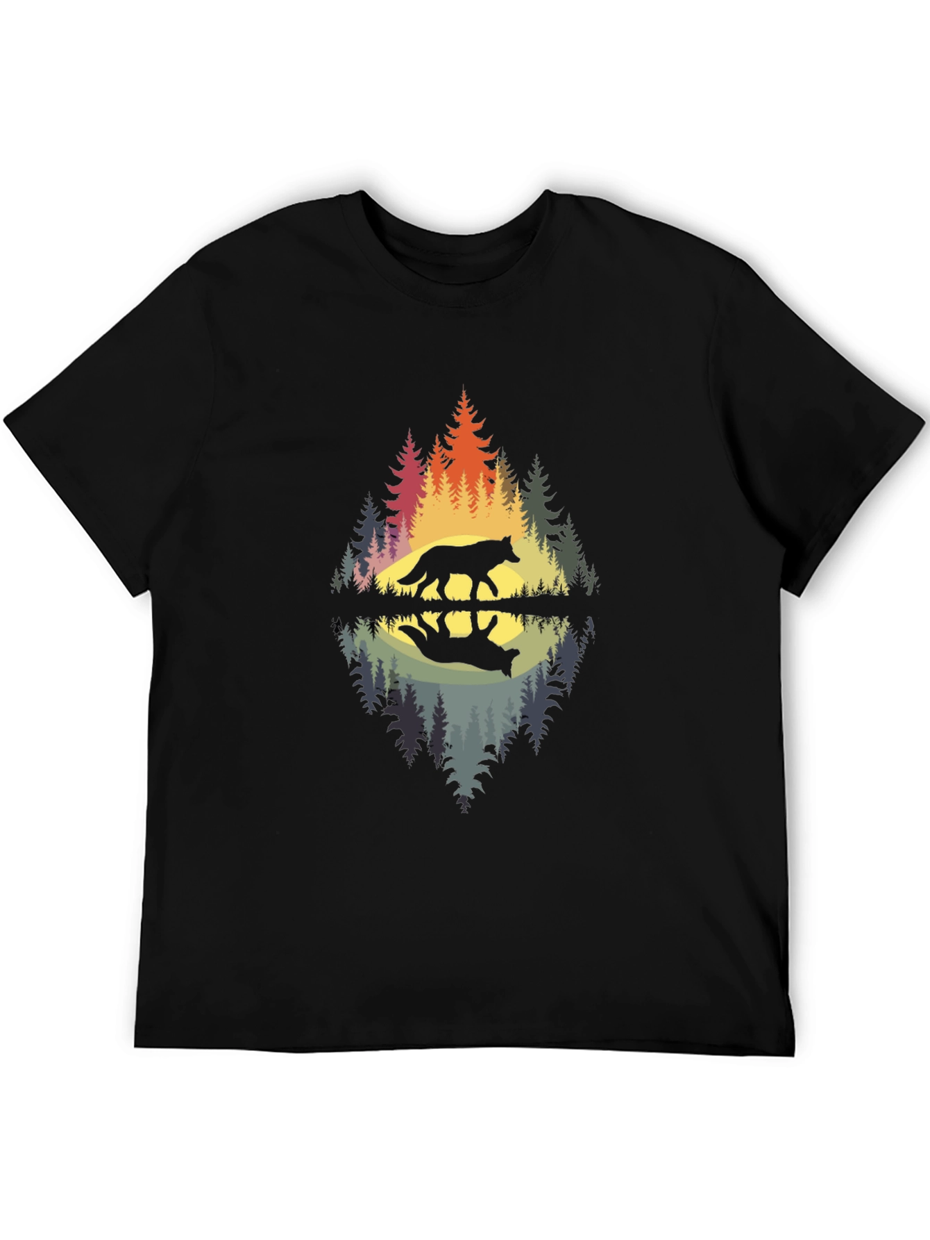 Wolf Reflection Graphic Tee - Nature Inspired Design