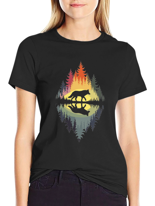 Wolf Reflection Graphic Tee - Nature Inspired Design