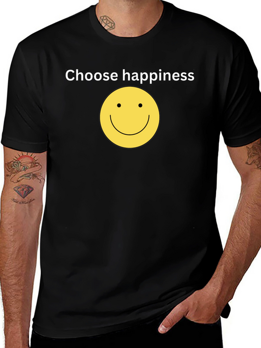 Choose Happiness Black T-Shirt - Smiley Face Design