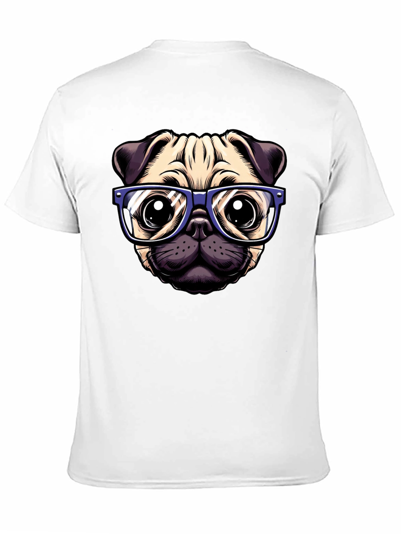 Pug with Glasses Graphic Tee - Black